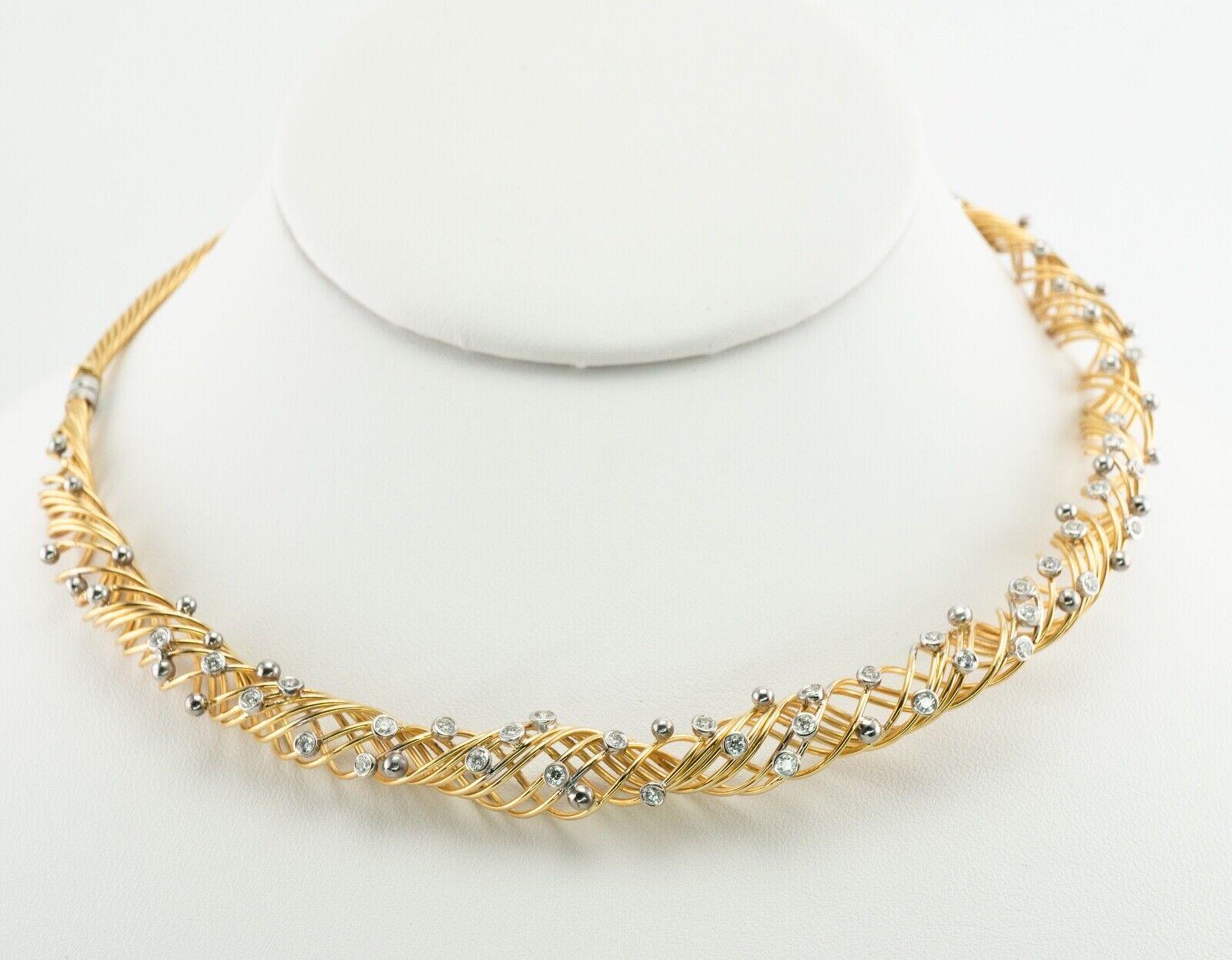 Diamant-Halskette Choker 18K Gold (Rundschliff) im Angebot