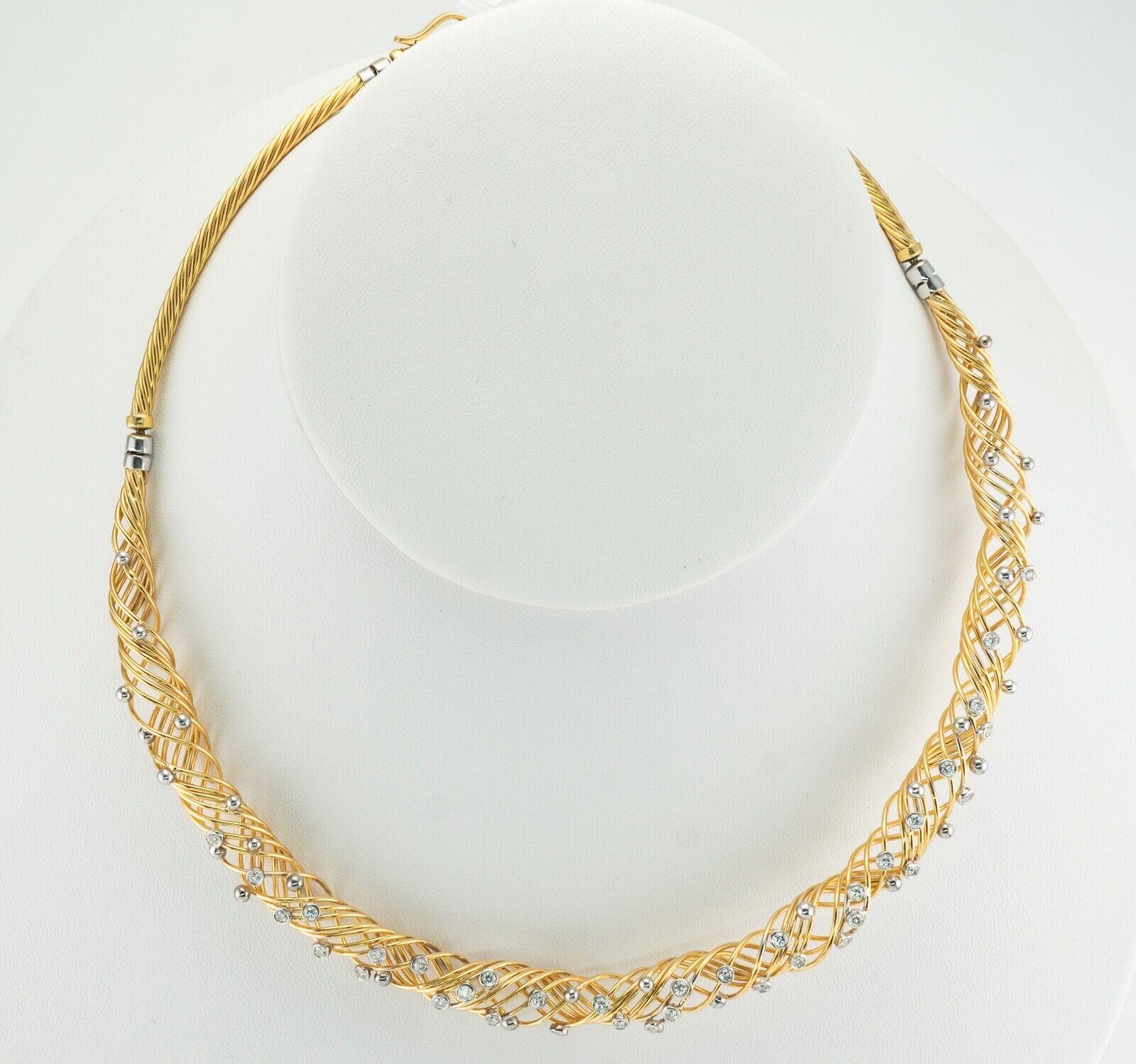 Round Cut Diamond Necklace Choker 18K Gold For Sale