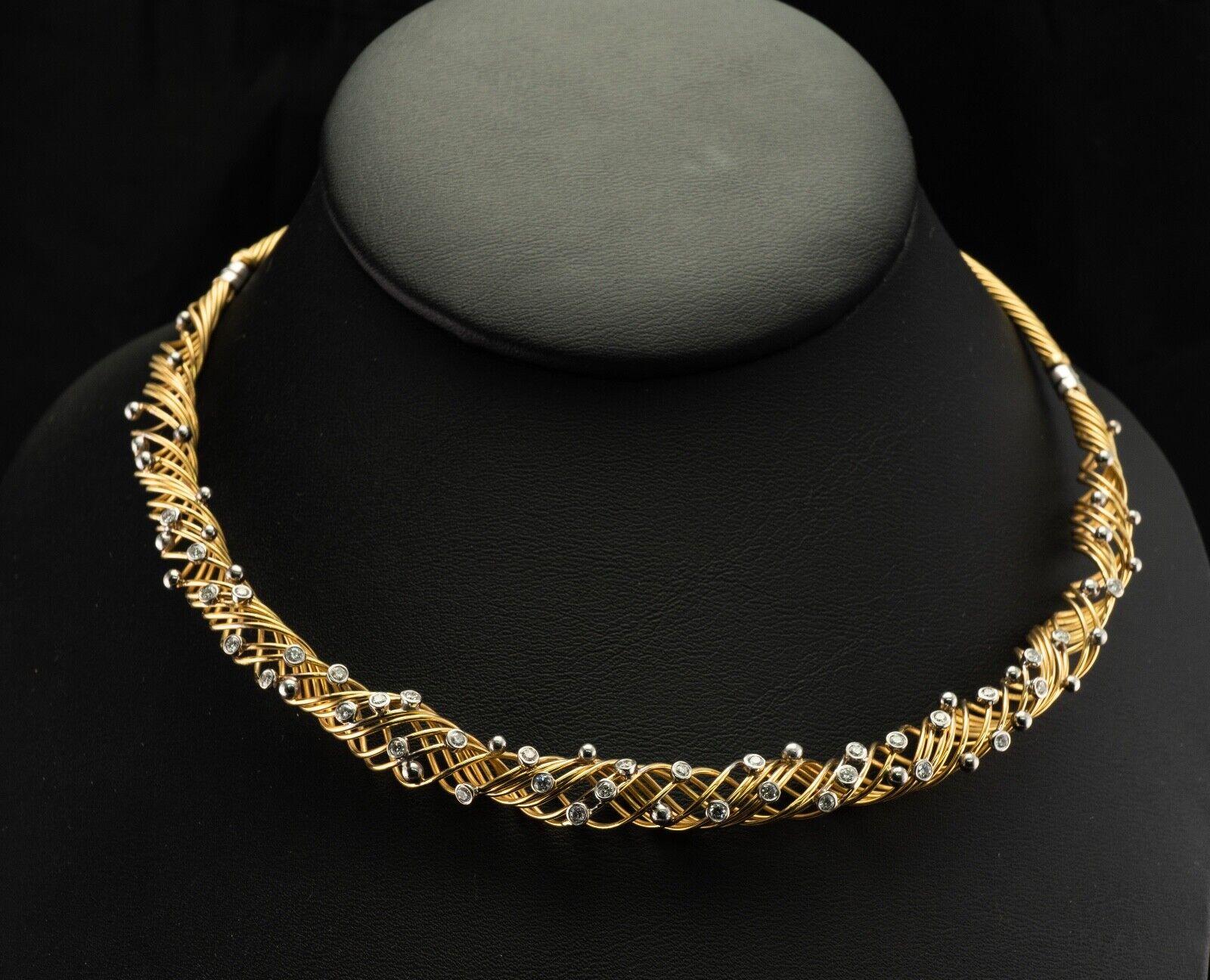 Diamond Necklace Choker 18K Gold In Good Condition For Sale In East Brunswick, NJ