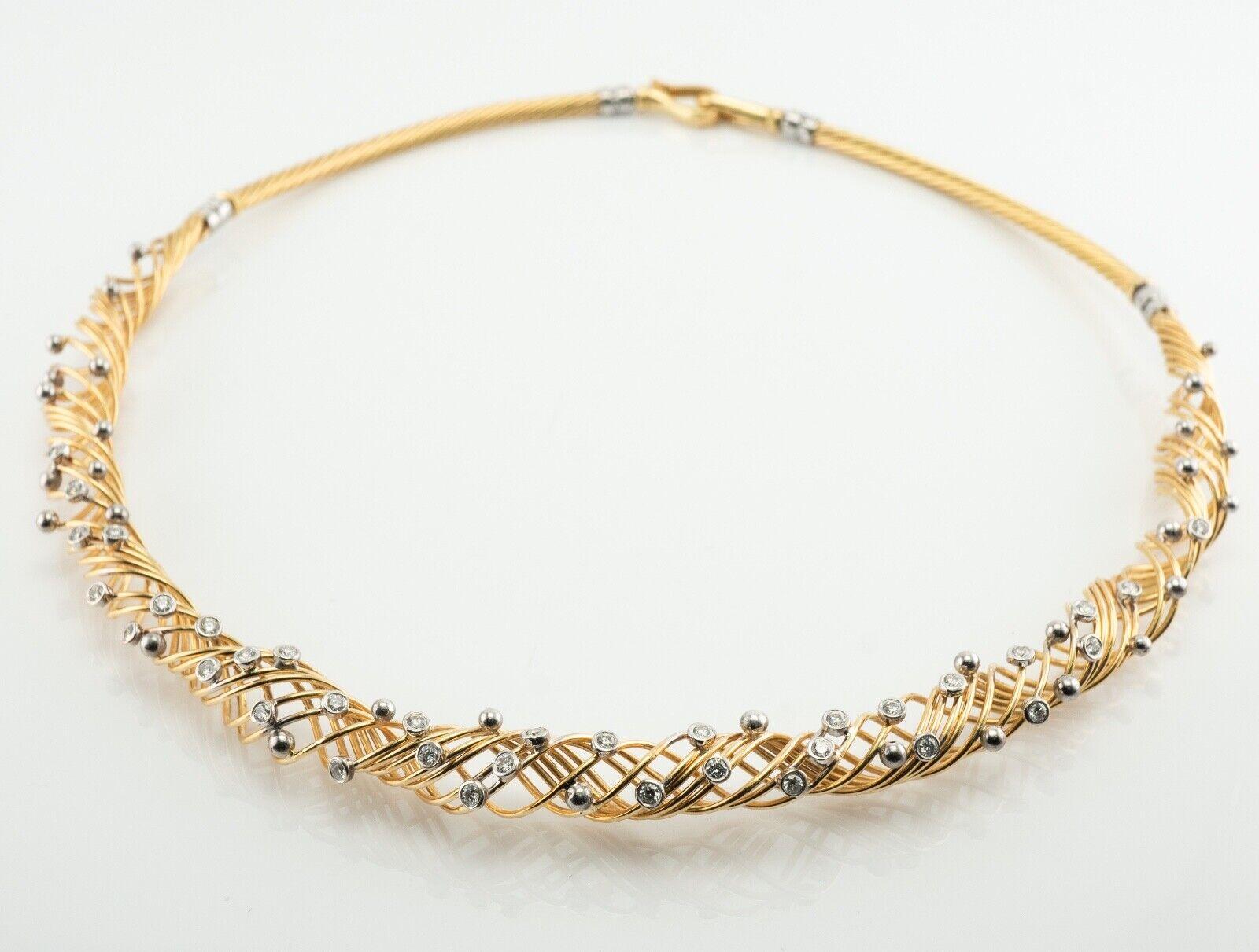 Diamant-Halskette Choker 18K Gold im Angebot 1