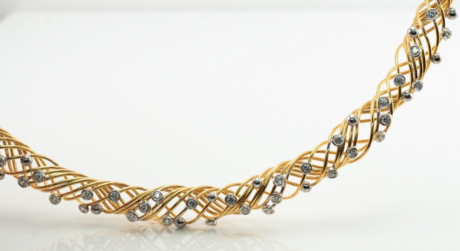 Diamond Necklace Choker 18K Gold For Sale 1