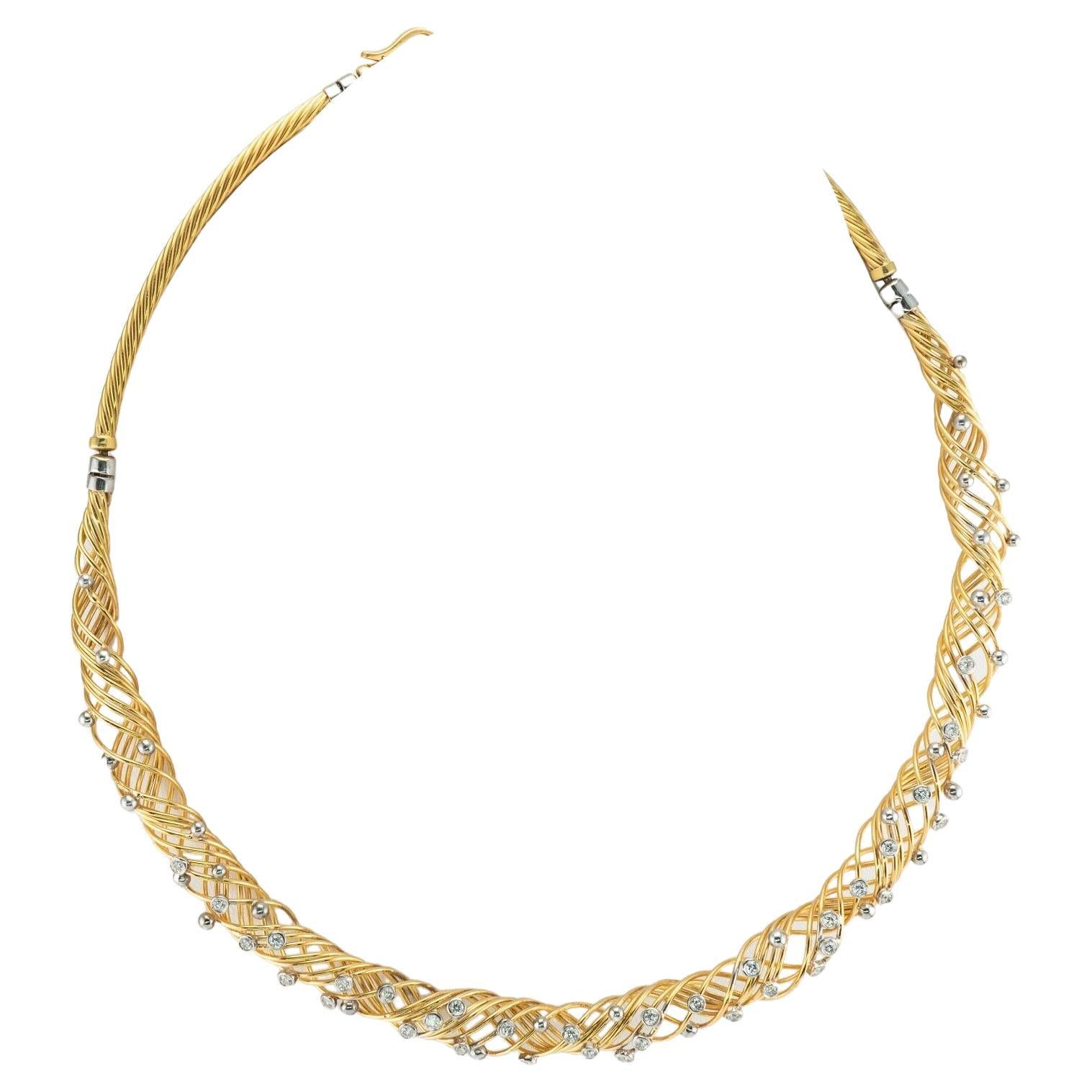 Diamant-Halskette Choker 18K Gold im Angebot