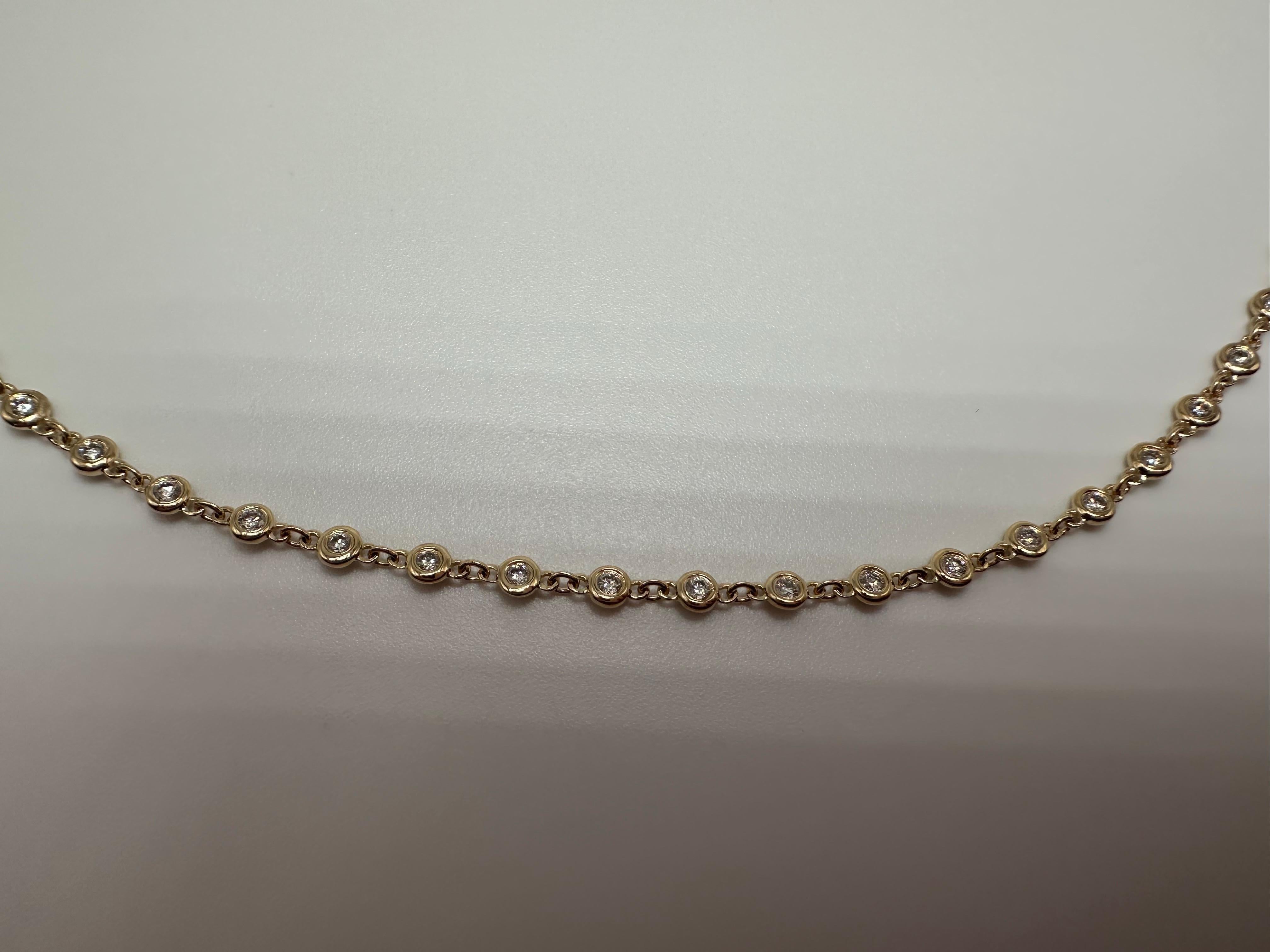 Women's or Men's Diamond necklace diamonds by the yard necklace 14KT gold 0.76 carats For Sale