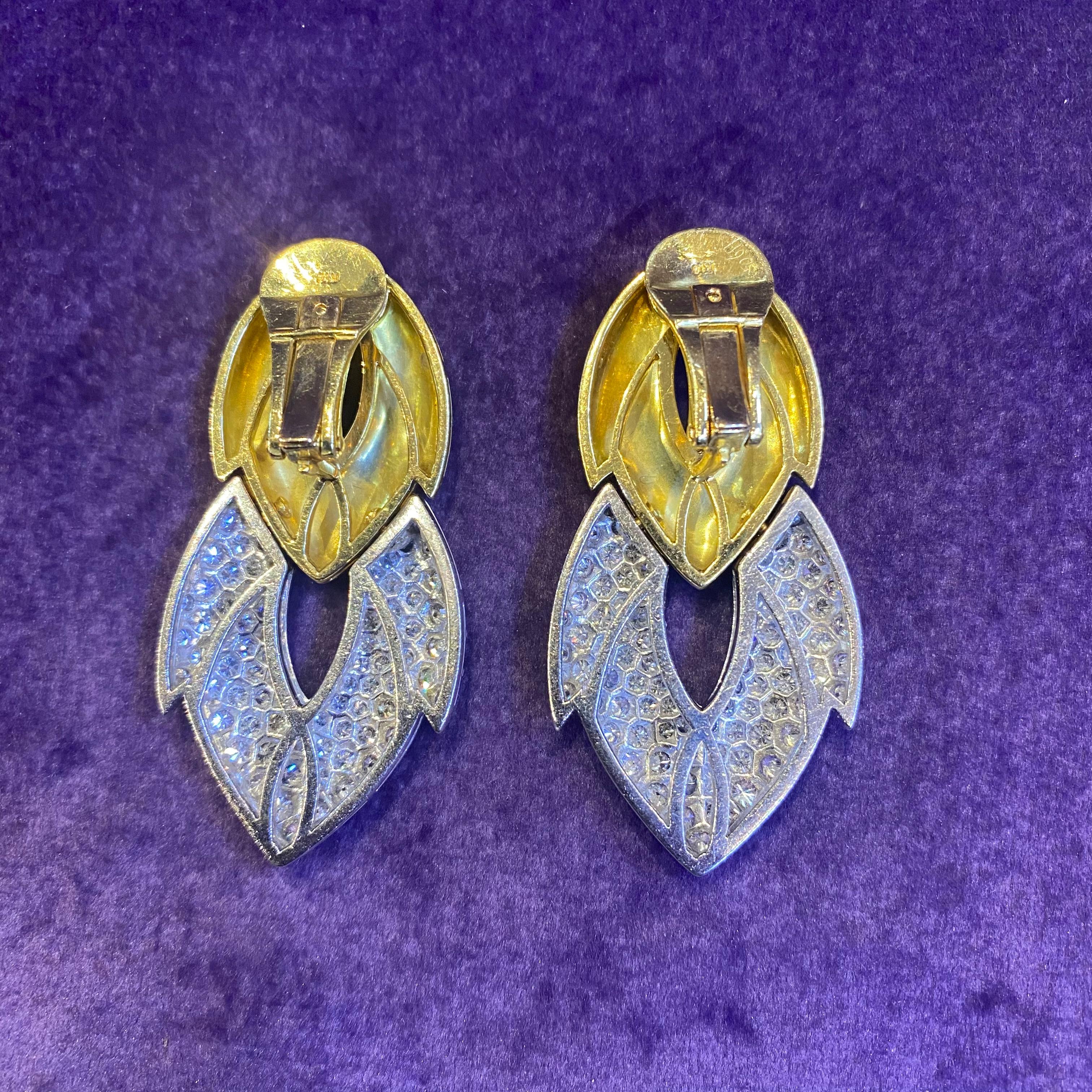 Diamond Necklace & Door Knocker Earrings Set For Sale 5