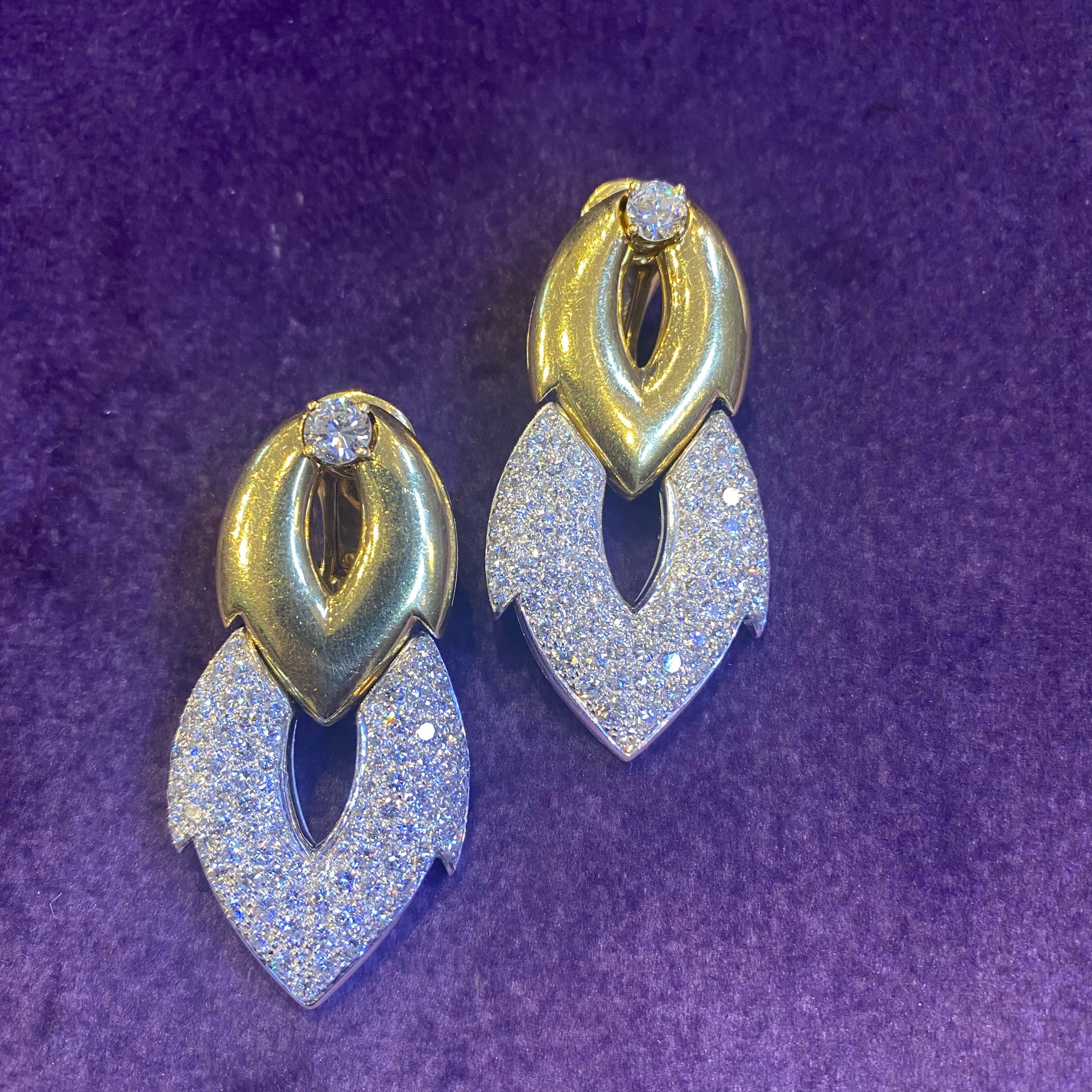 Diamond Necklace & Door Knocker Earrings Set For Sale 6