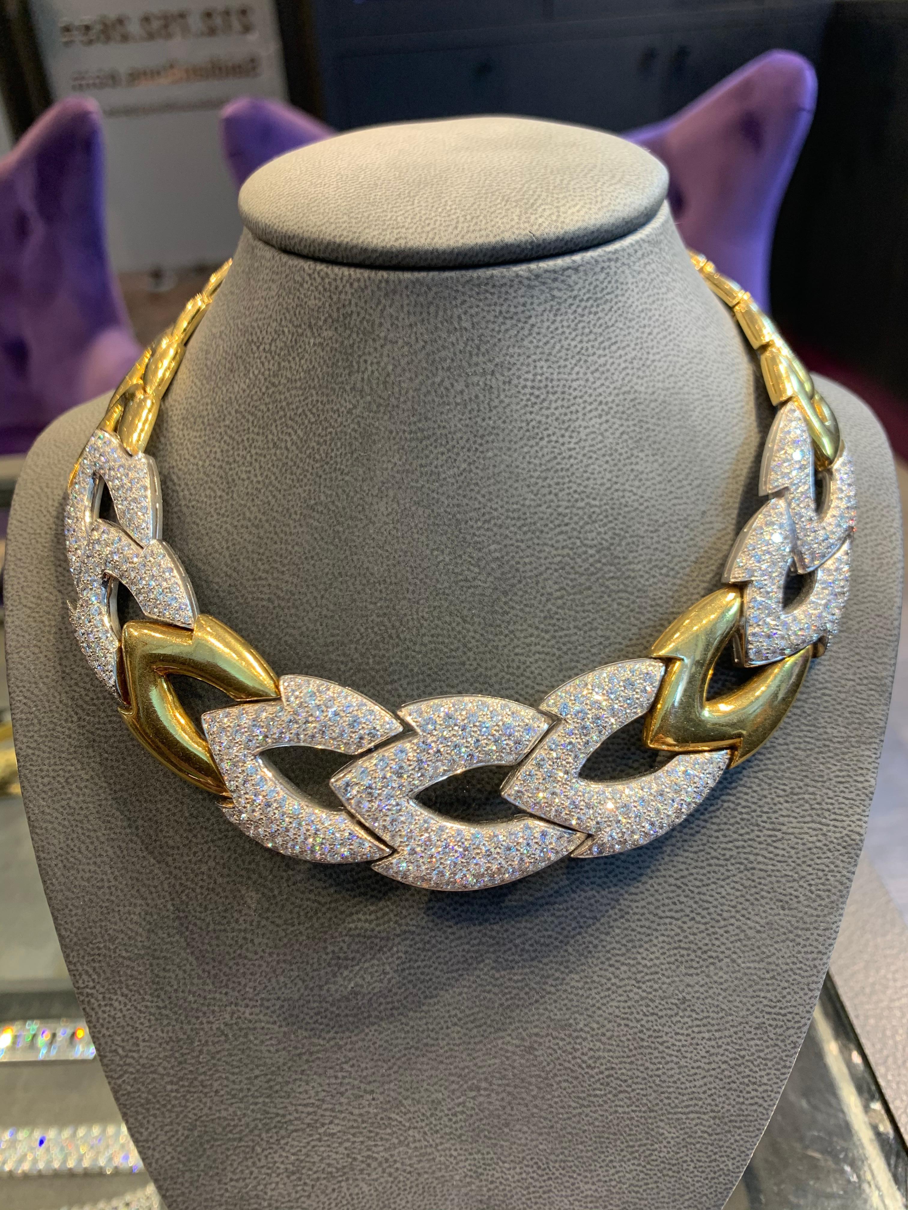 Women's Diamond Necklace & Door Knocker Earrings Set For Sale