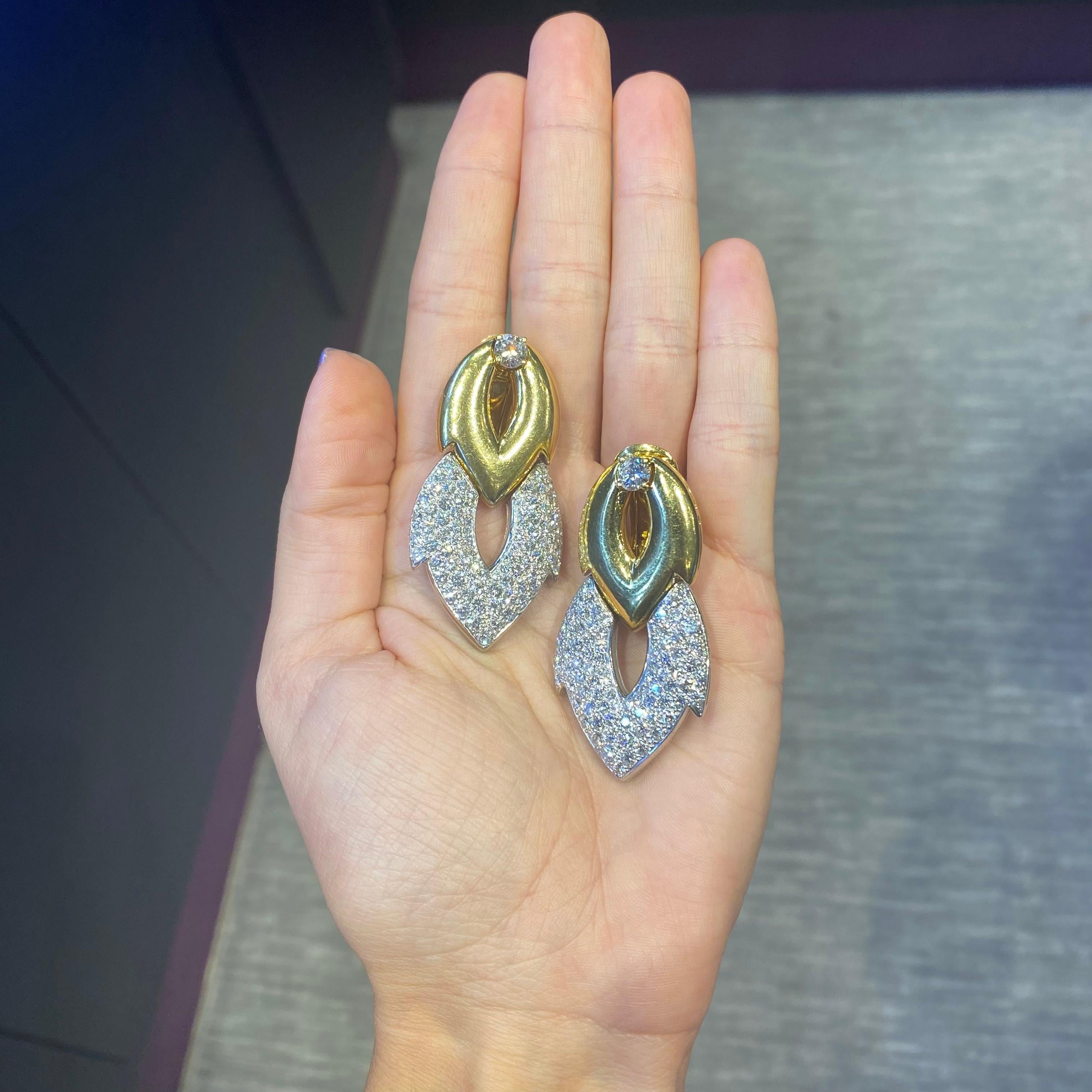 Diamond Necklace & Door Knocker Earrings Set For Sale 2