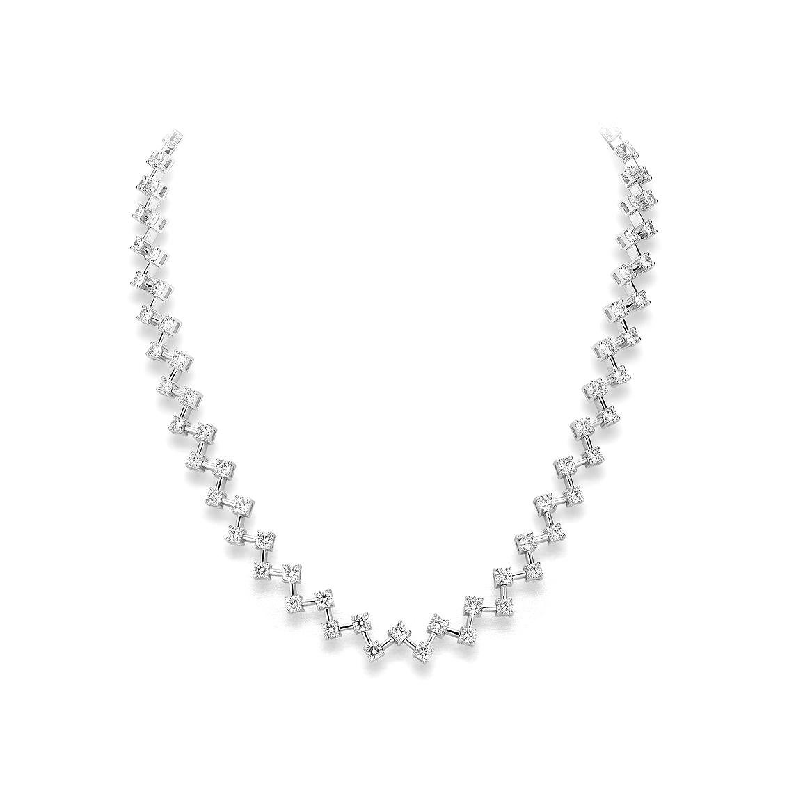 Necklace in 18kt white gold set with 93 diamonds 14.57 cts  G VS1