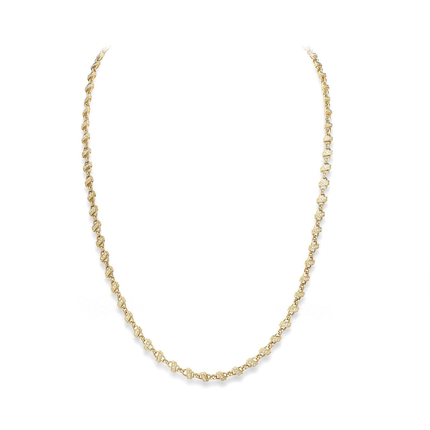 Halskette aus 18-karätigem Gelbgold, besetzt mit 201 Diamanten von 1,69 Karat (60 cm)