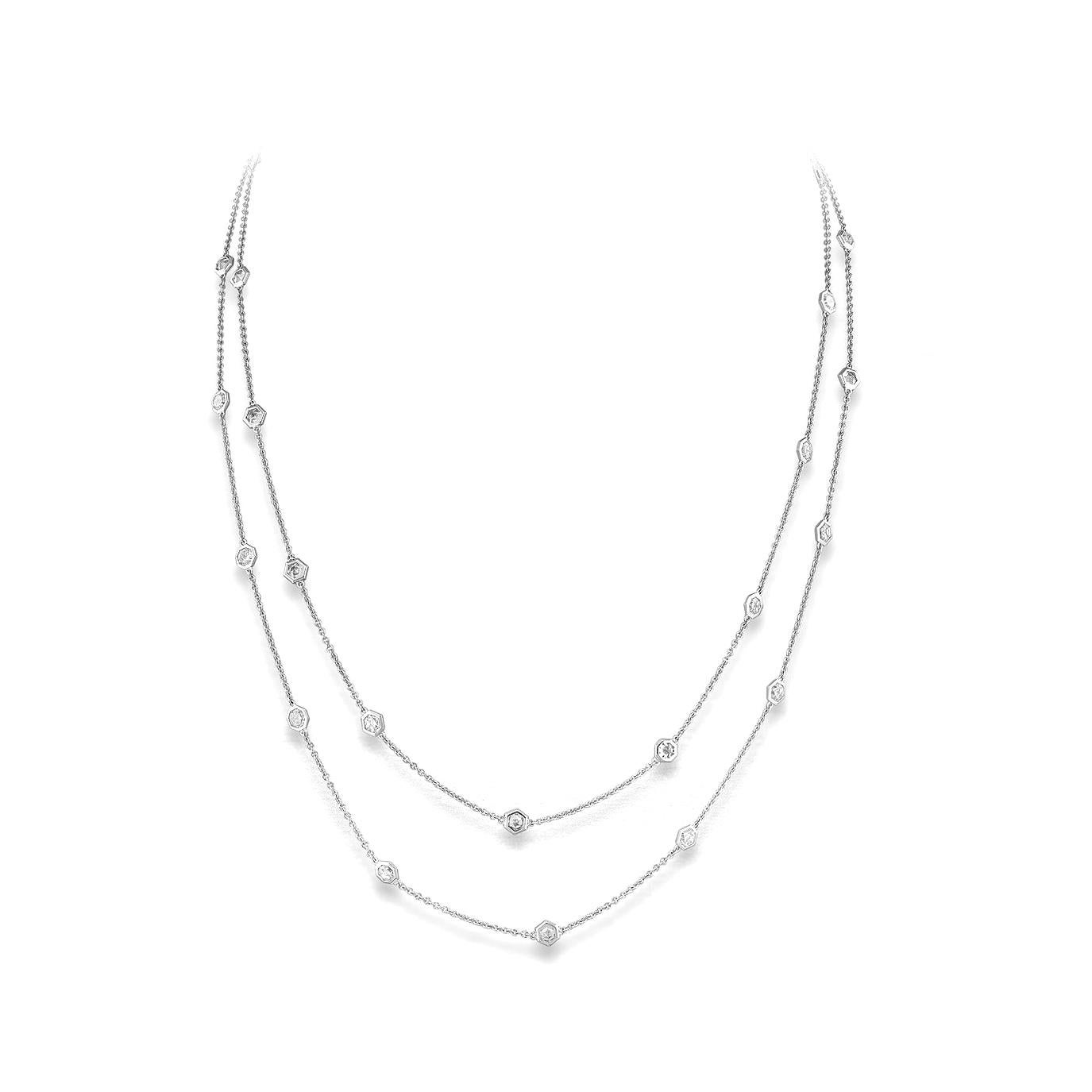 Necklace in 18kt white gold set with 31 diamonds 9.20 cts ( 118 cm)