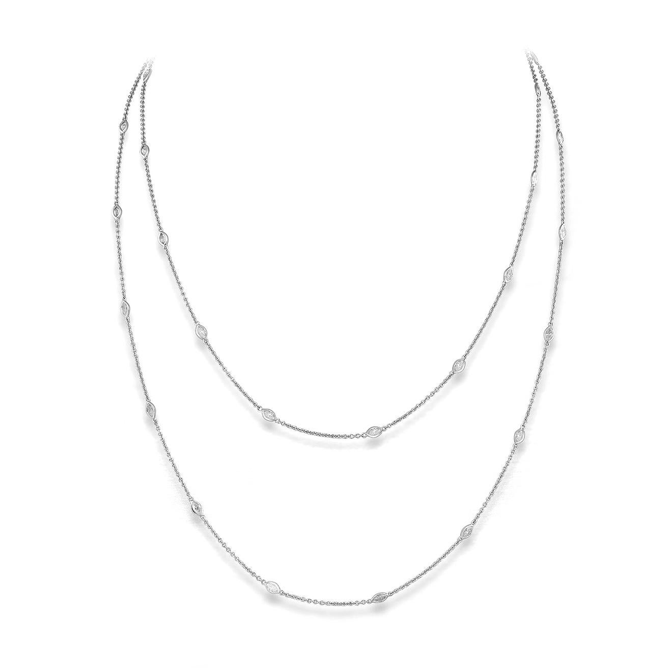 Necklace in 18kt white gold set with 31 marquise cut diamonds 5.50 cts (118 cm) 