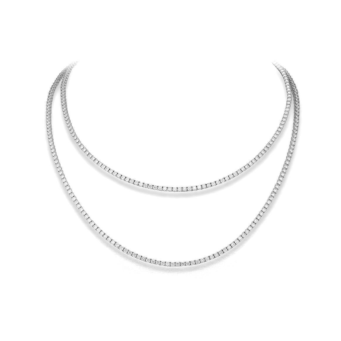 Necklace in 18kt white gold set with 350 diamonds 22.37 cts G VS1 (100 cm)