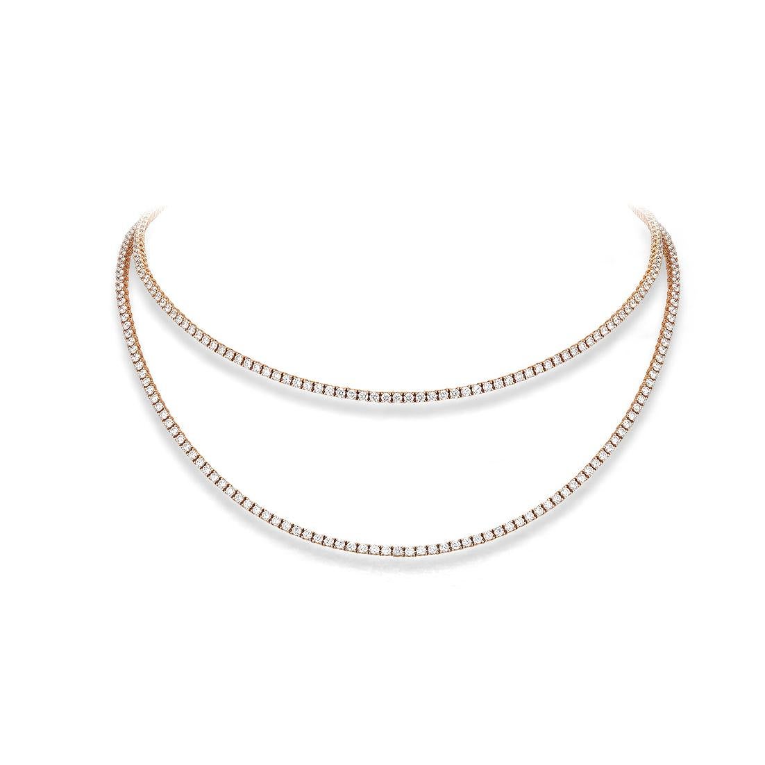 Collana in oro rosa 18kt con 317 diamanti incastonati 17,23 carati G VS1 