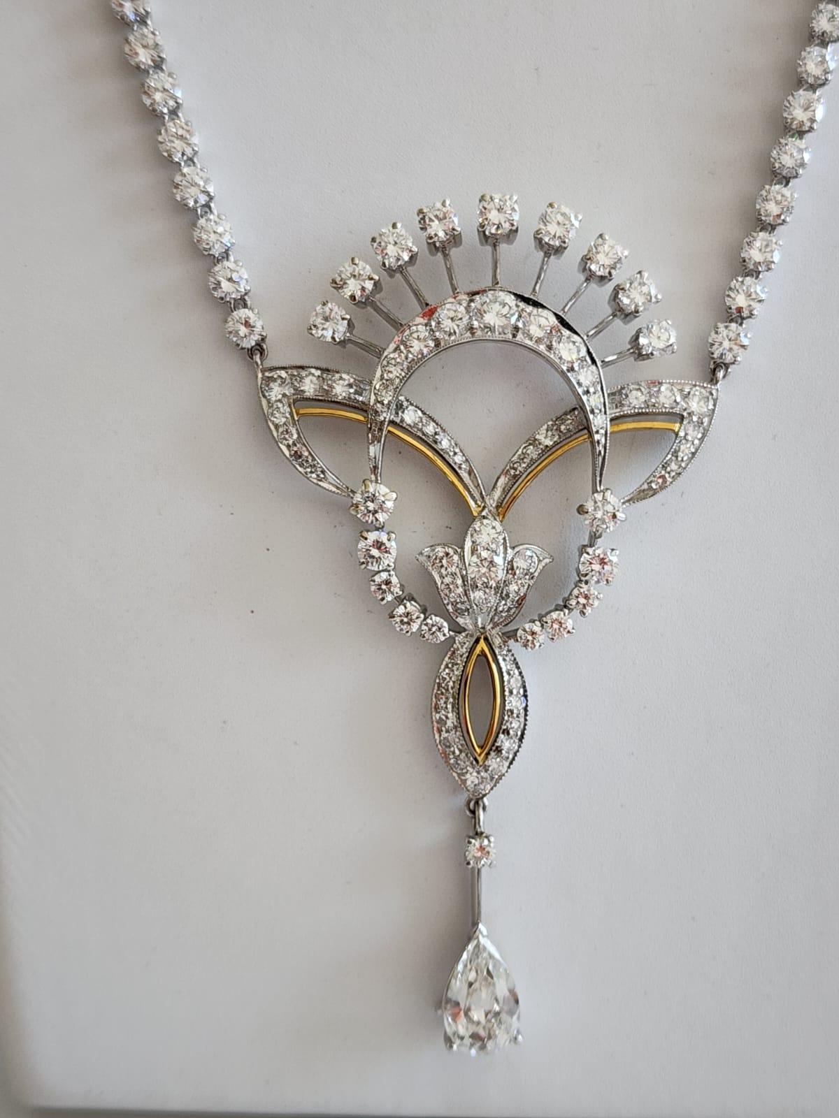 Round Cut Diamond Necklace For Sale