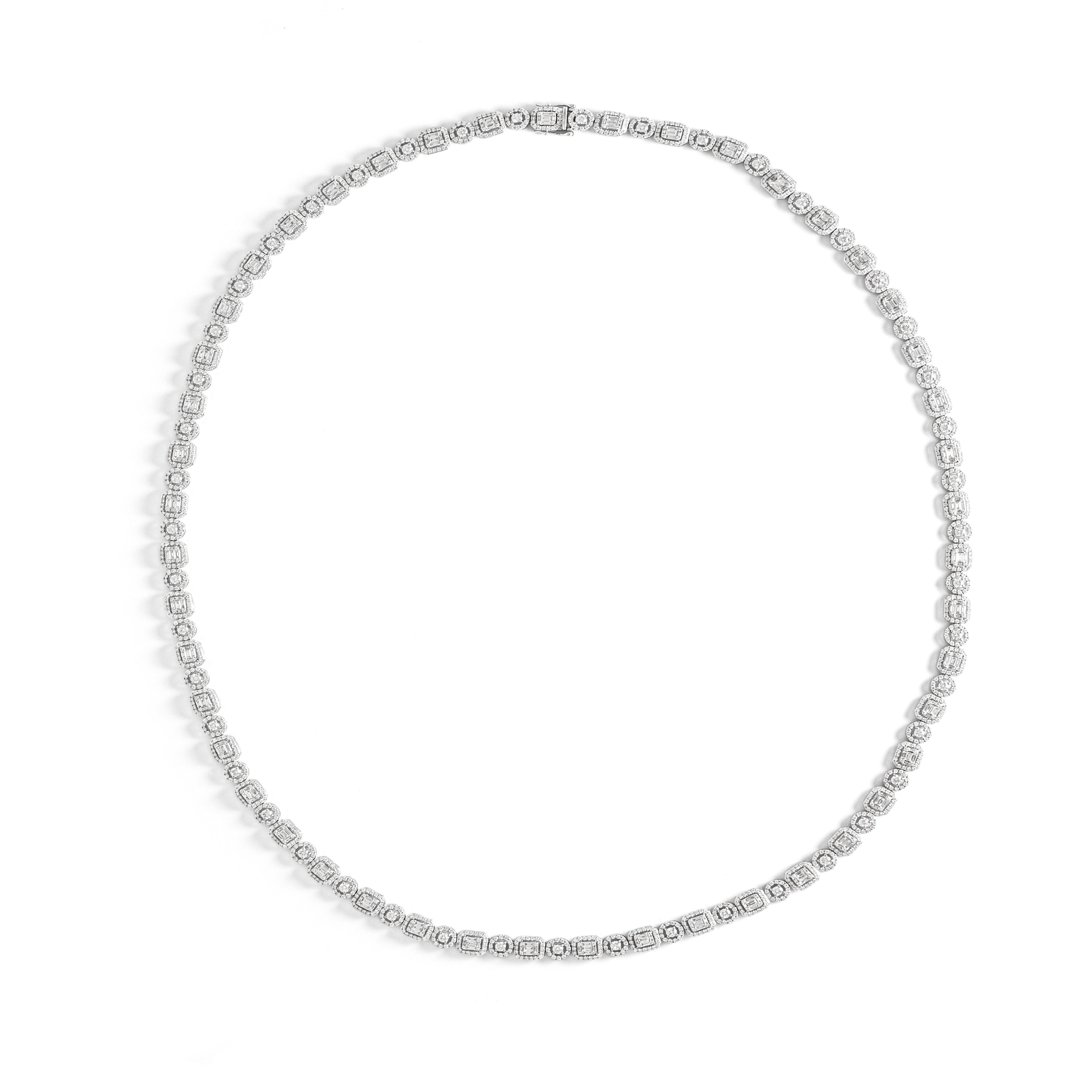 Baguette Cut Diamond Necklace For Sale
