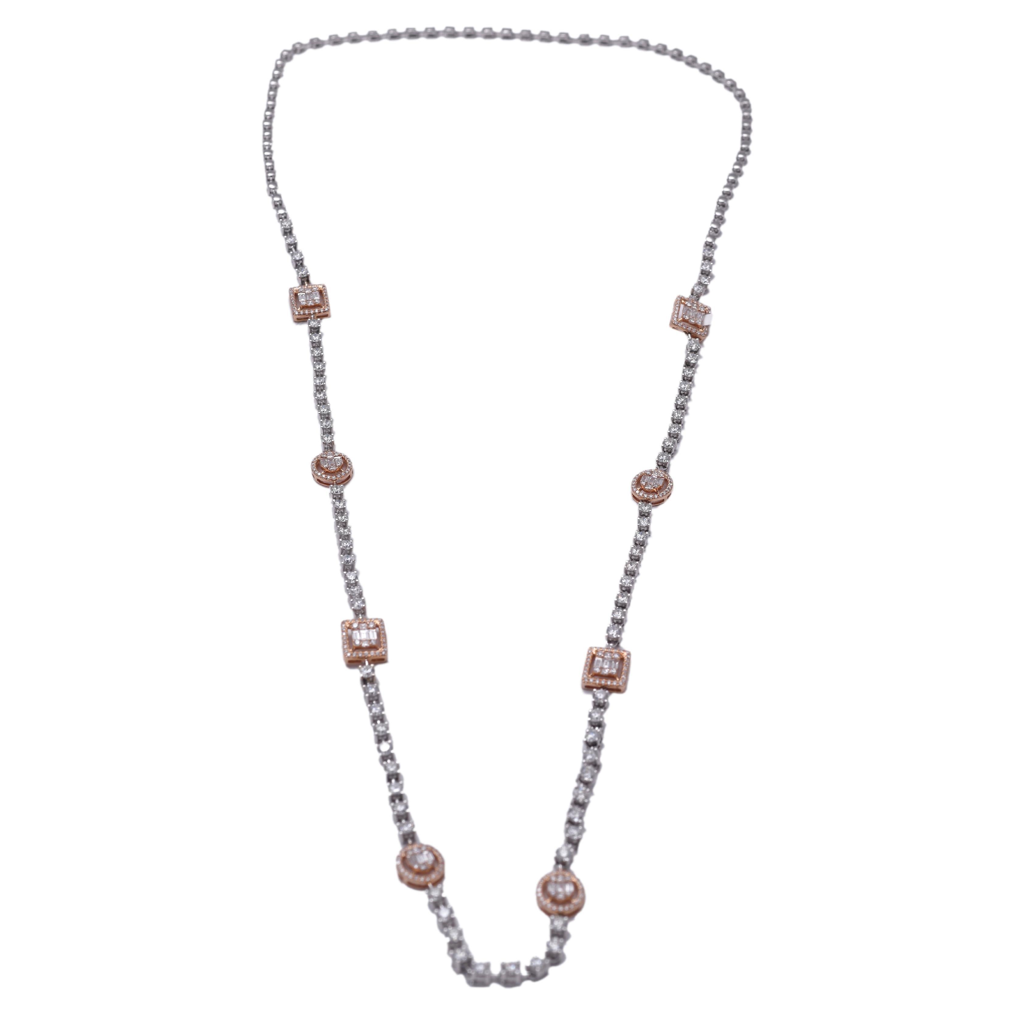 14K Gold Diamond Necklace For Sale at 1stDibs