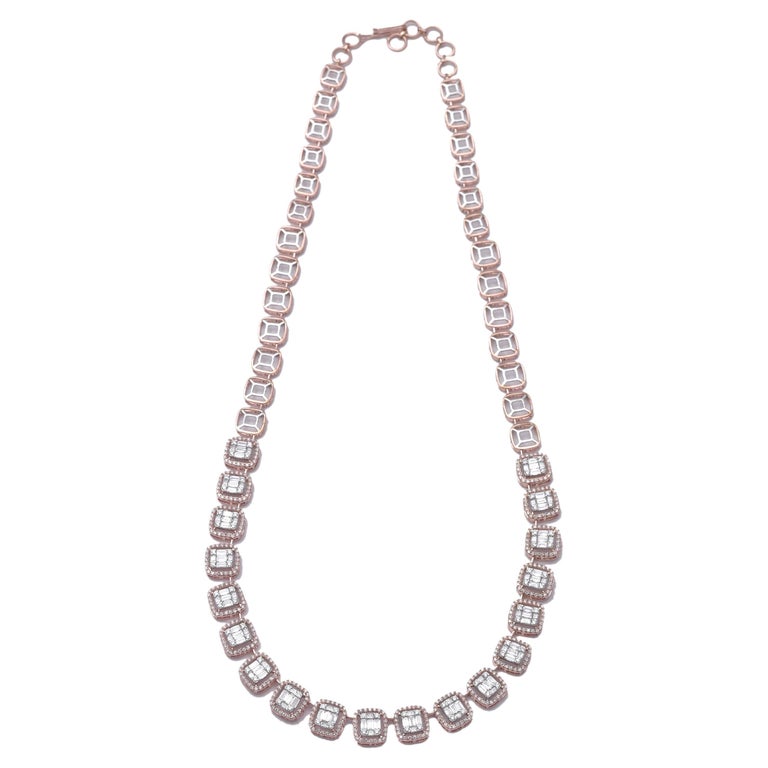 14k gold Diamond Necklace For Sale at 1stDibs