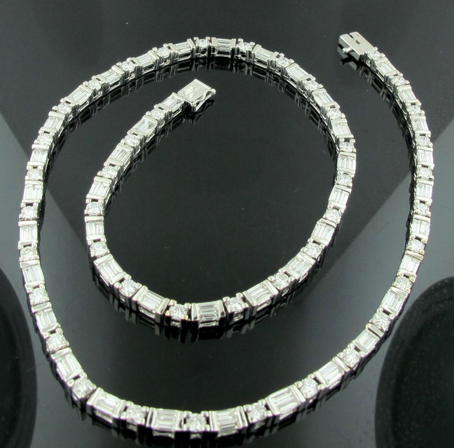 Women's or Men's Diamond Necklace in 14 Karat White Gold