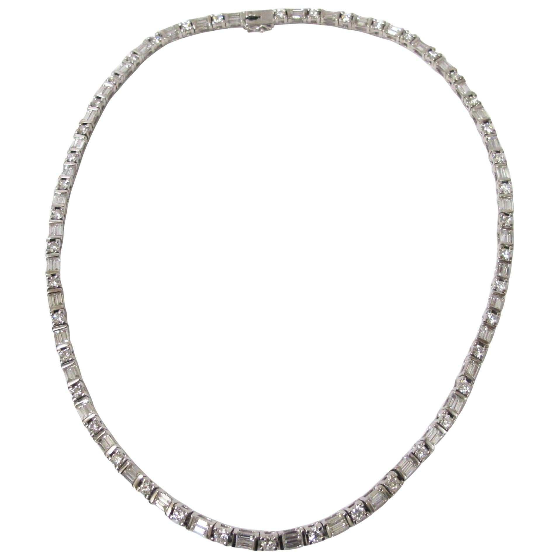 Diamond Necklace in 14 Karat White Gold