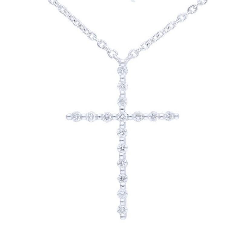 Modern Diamond Necklace in 14K White Gold (0.1 ctw diamond) For Sale
