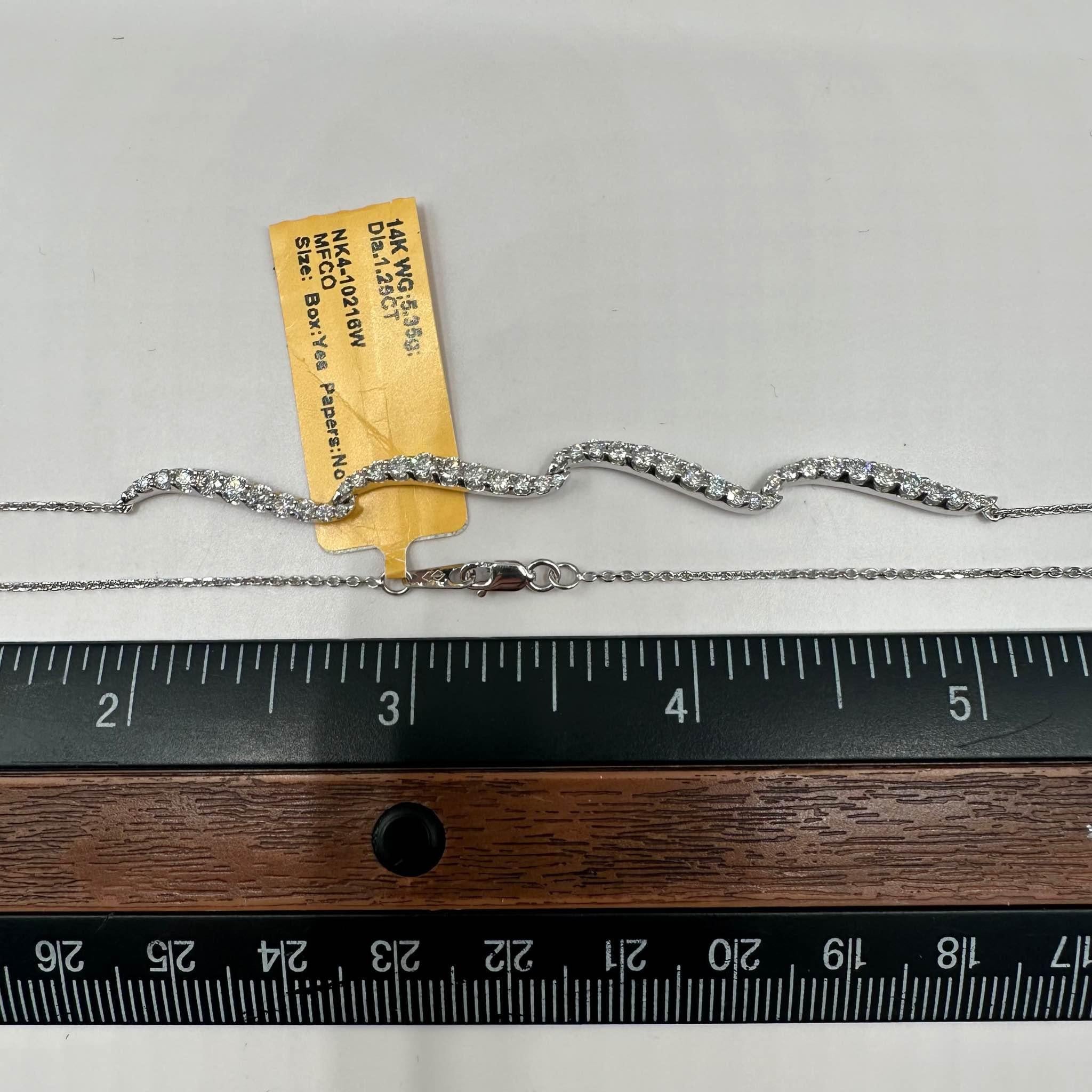 Diamond Necklace in 14kt White Gold - 1.25ctw GH SI-I1 Diamonds, Adjustable, New In New Condition For Sale In West Hempstead, NY