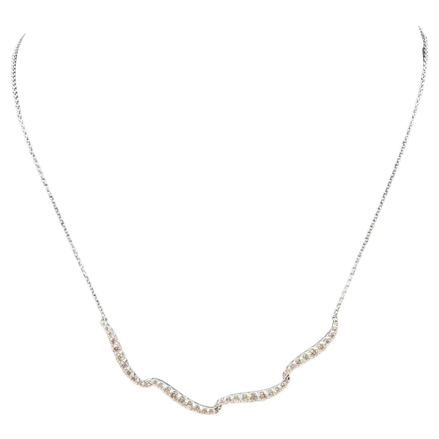 Diamond Necklace in 14kt White Gold - 1.25ctw GH SI-I1 Diamonds, Adjustable, New For Sale