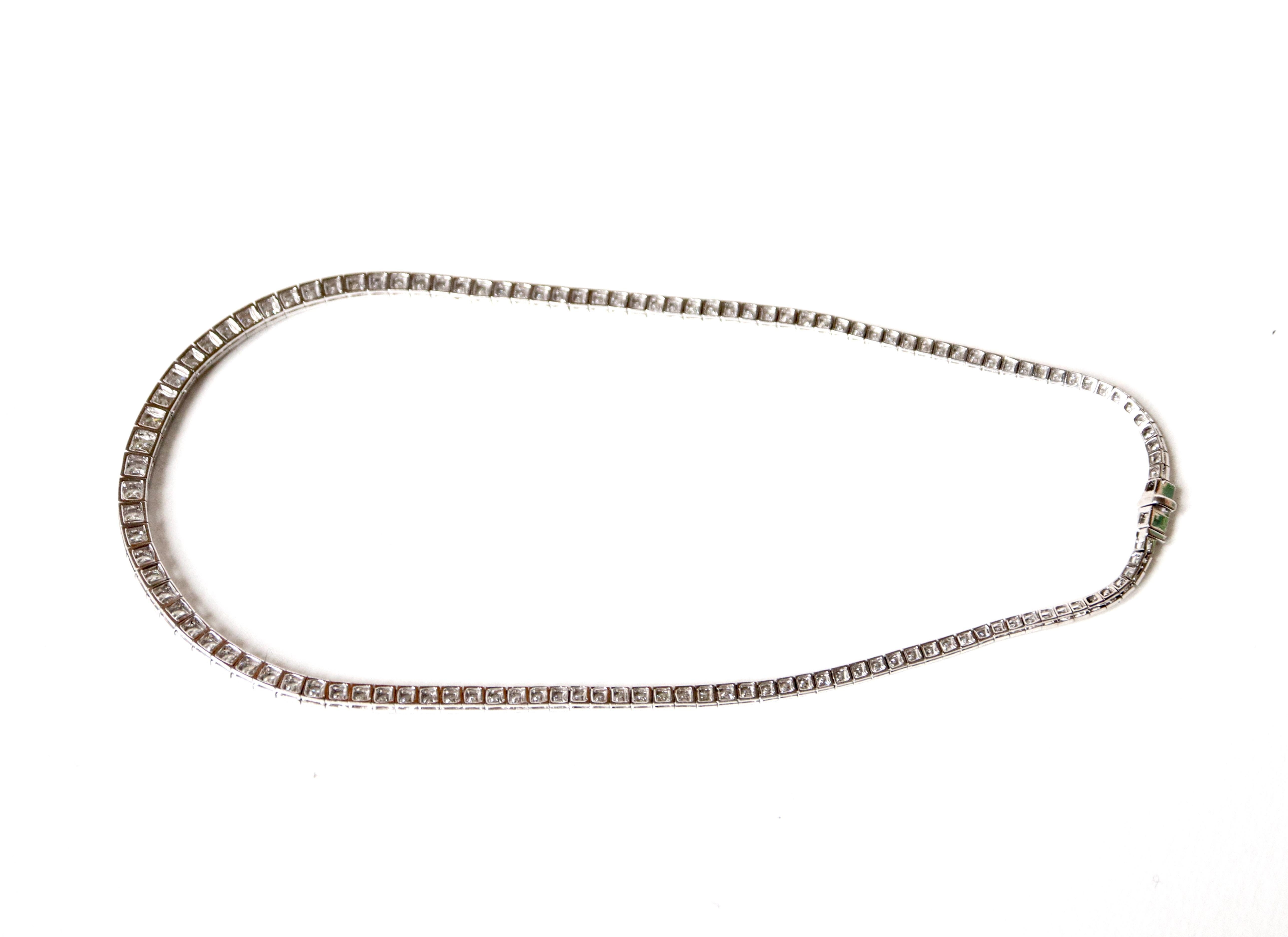 Brilliant Cut Diamond Necklace in 18 Carat White Gold and 10 Carats of Diamonds Falling For Sale