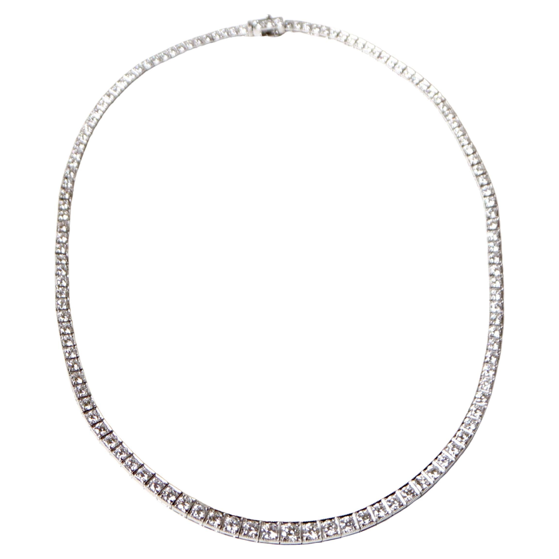 Diamond Necklace in 18 Carat White Gold and 10 Carats of Diamonds Falling For Sale