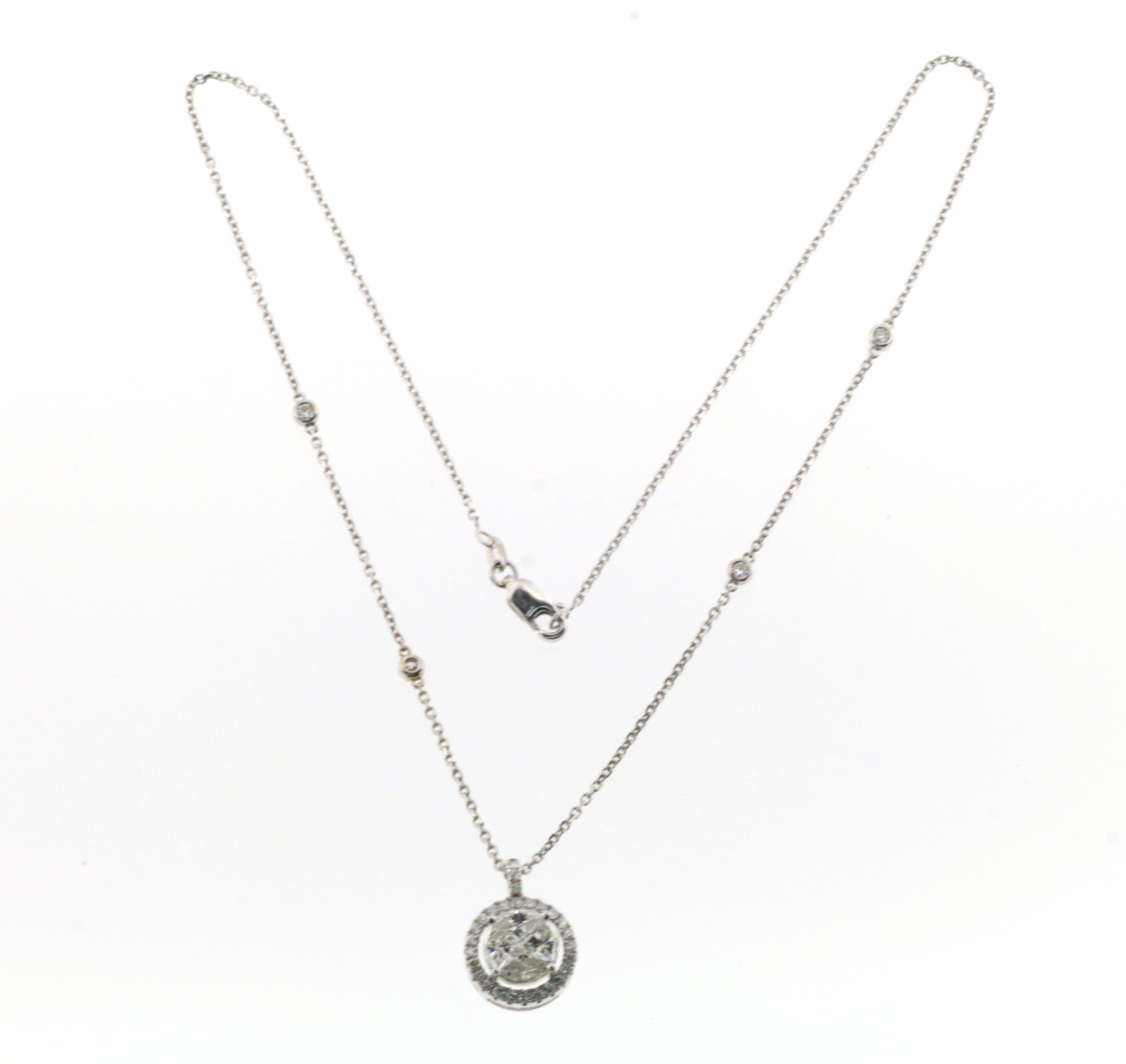Art Deco IGI Certifiled 1.57Carat Diamond Necklace in 18 Karat White Gold For Sale