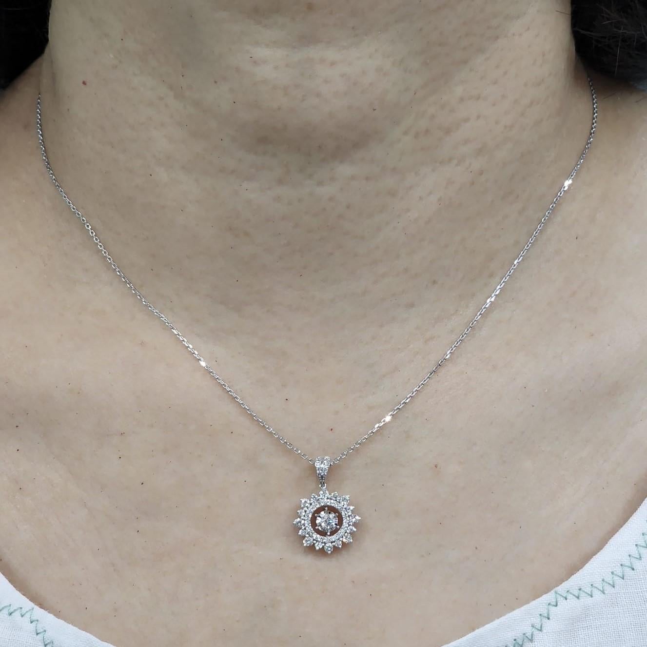 Women's Diamond Necklace in 18 Karat White Gold For Sale