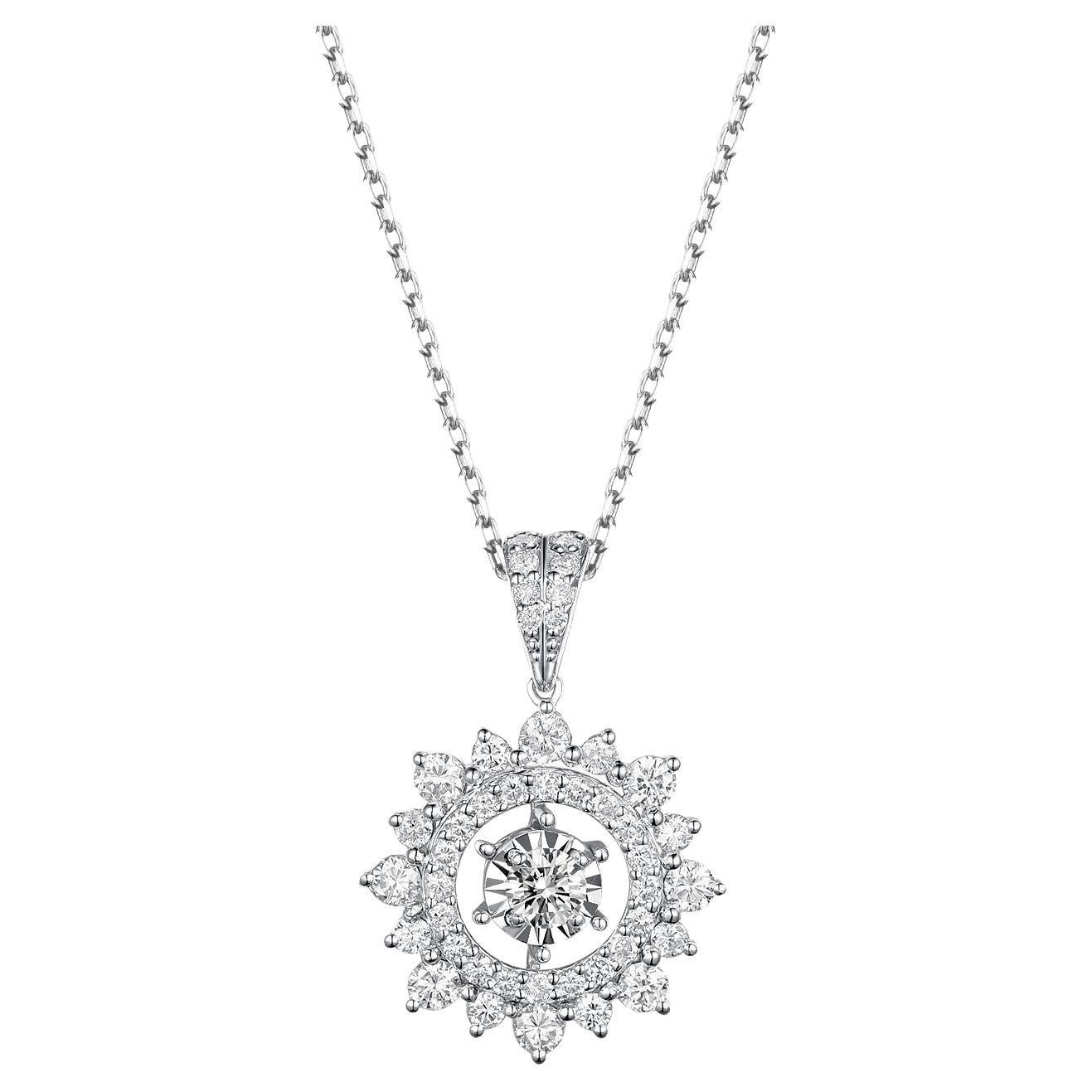 Diamond Necklace in 18 Karat White Gold For Sale