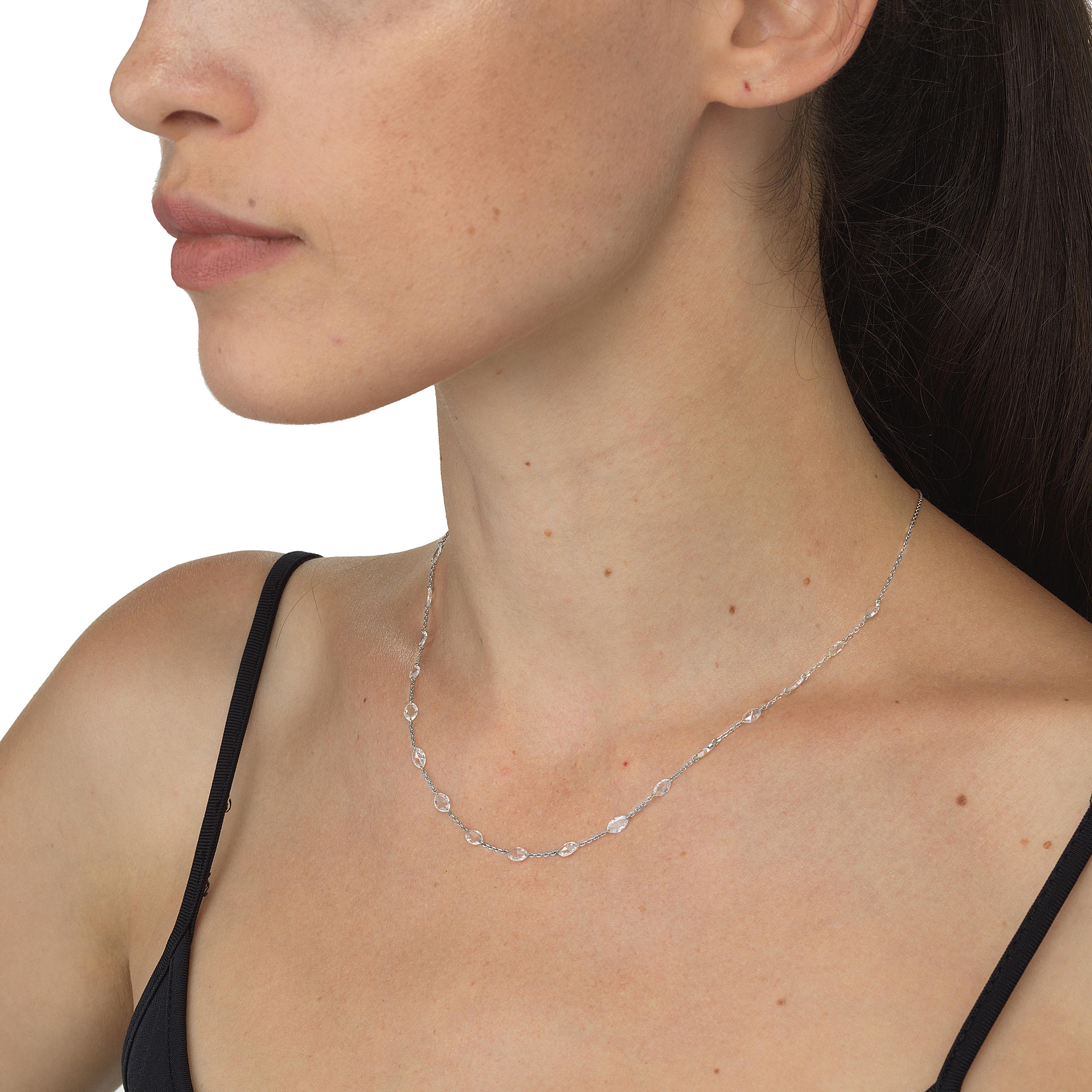 Rose Cut Diamond Necklace in 18 Karat White Gold