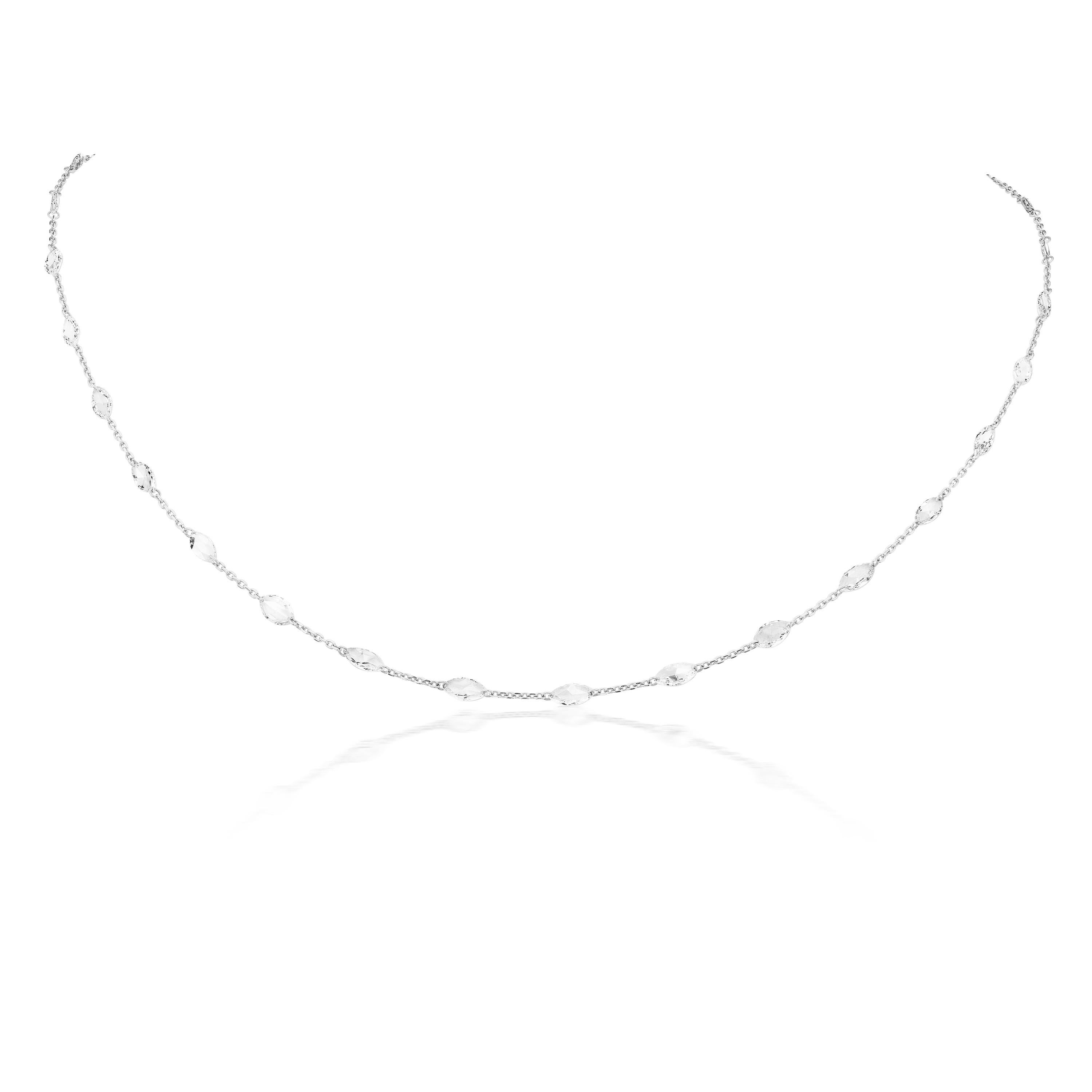 Diamond Necklace in 18 Karat White Gold In New Condition In New York, NY