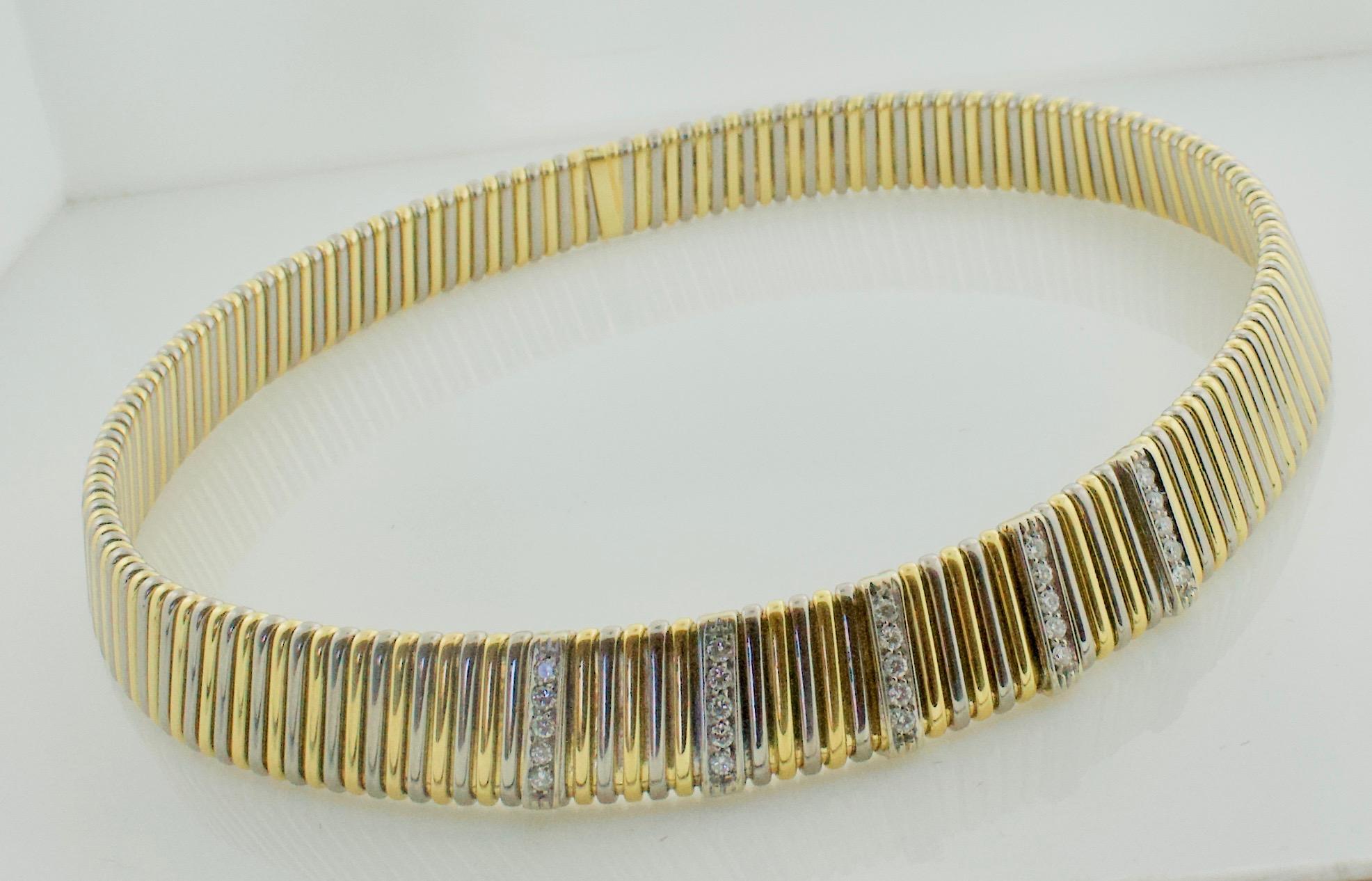 Modern Diamond Necklace in 18 Karat Yellow Gold 3.8 oz For Sale