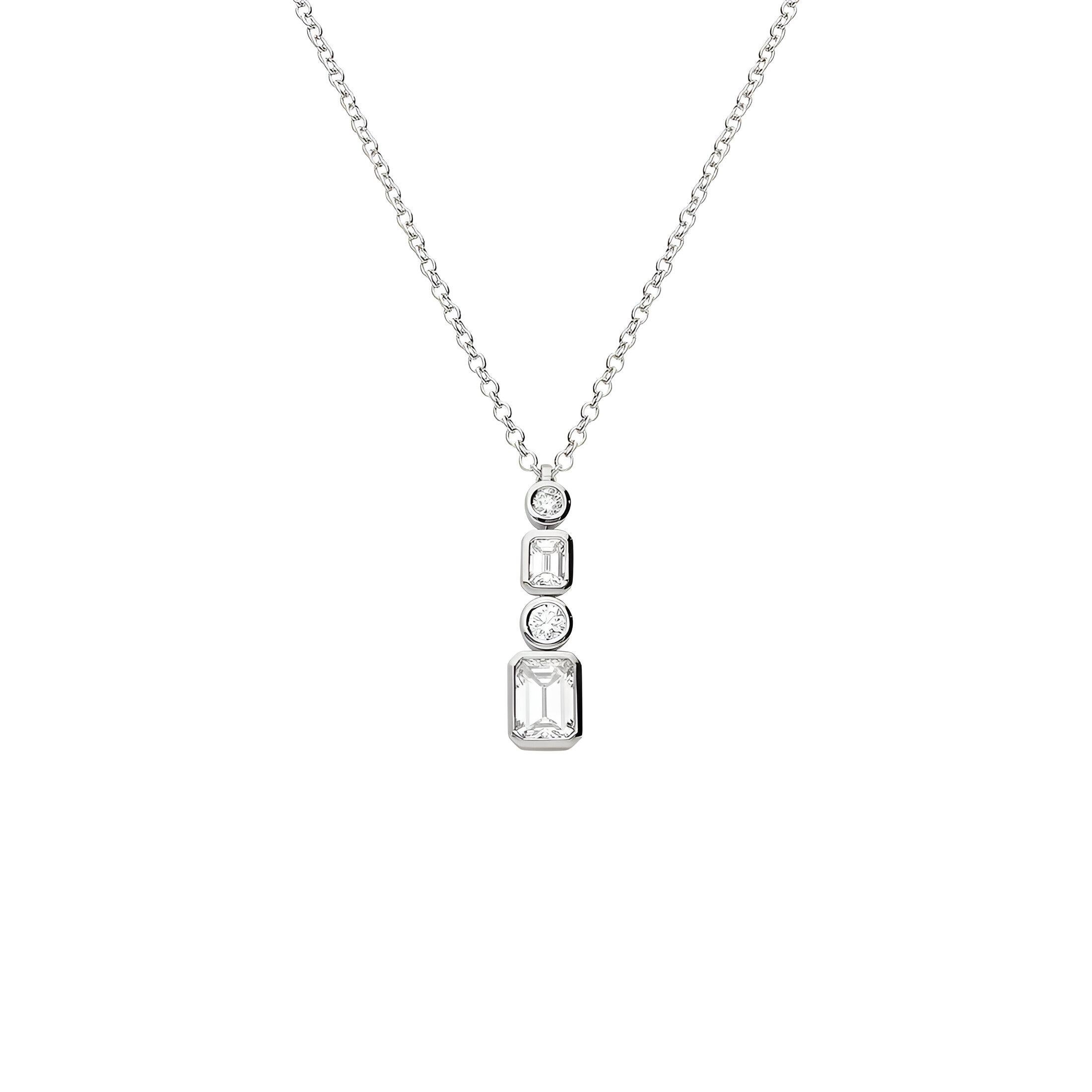 Taglio smeraldo Collana di diamanti in oro bianco 18kt, 1,47 carati in vendita