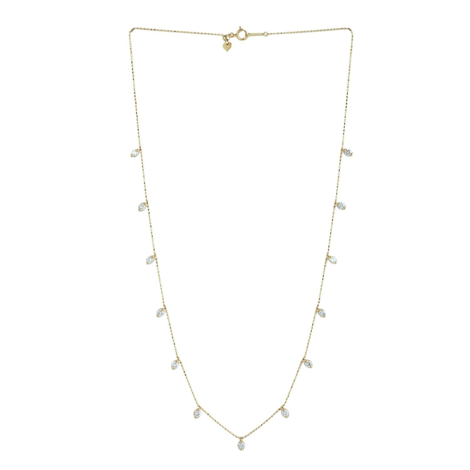 Diamant-Halskette aus 18k Gelbgold (Gemischter Schliff) im Angebot