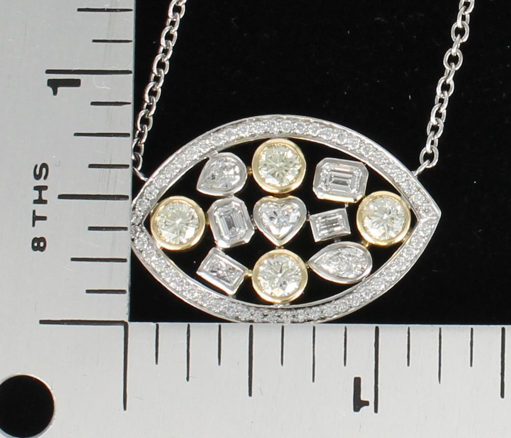 Women's or Men's Diamond Necklace Multi-Color and Multi-Shaped in 14 Karat Gold