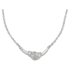 Diamond Necklace Natural Baguettes Diamonds 14 karat White Gold