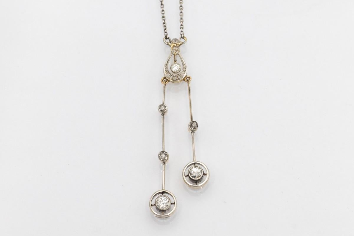 Taglio antico europeo Collana negligée con diamanti, inizio XX secolo. in vendita