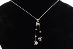 Antique 10k Gold Diamond Negligée Necklace, 0.60 ct, Art Nouveau Style