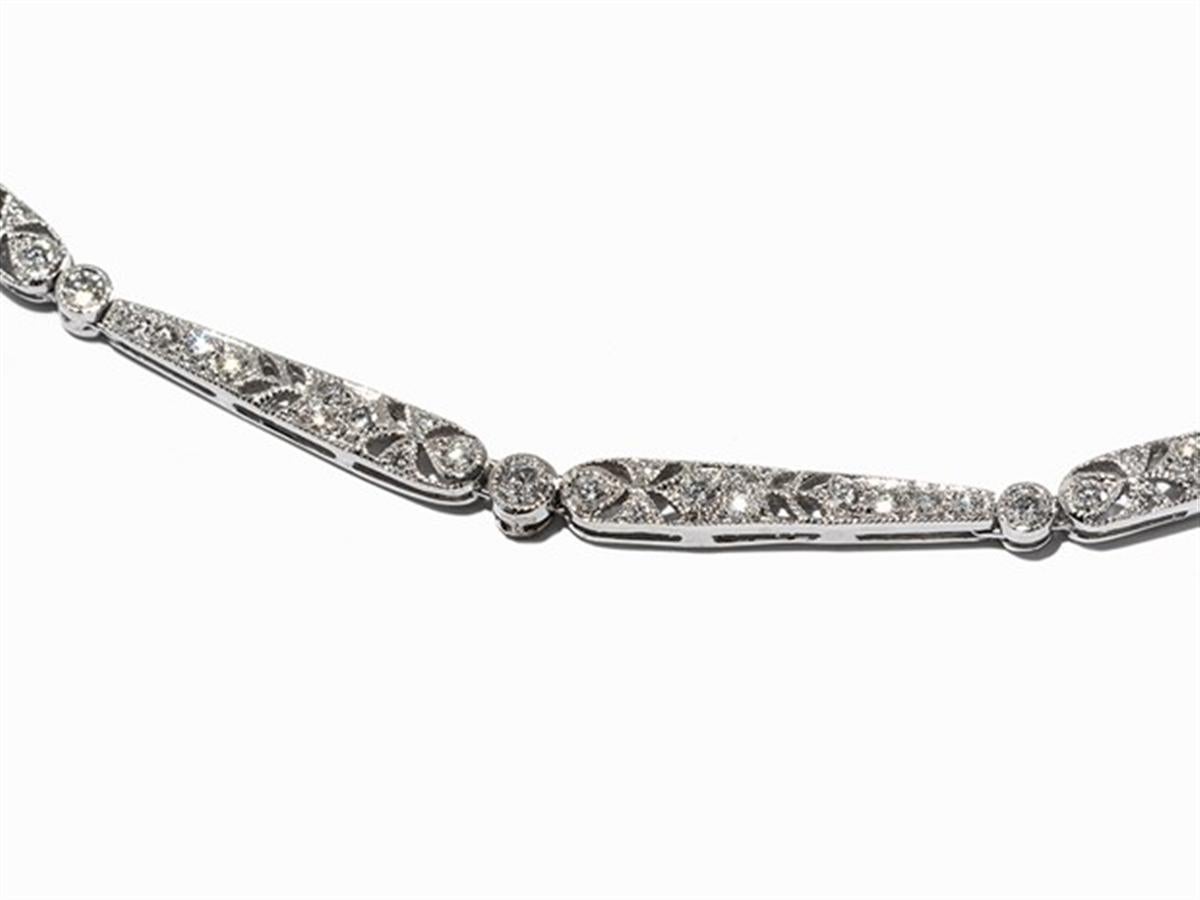 Women's Diamond Necklace of Approximate 1.75 Carat, 18 Karat White Gold