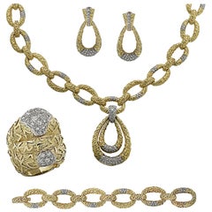 Retro Diamond Necklace, Pendant, Bracelet, Earring and Ring Suite