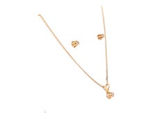 Diamond Necklace Pendant Stud Earrings Set RBC Buttercup .15ct Yellow Gold