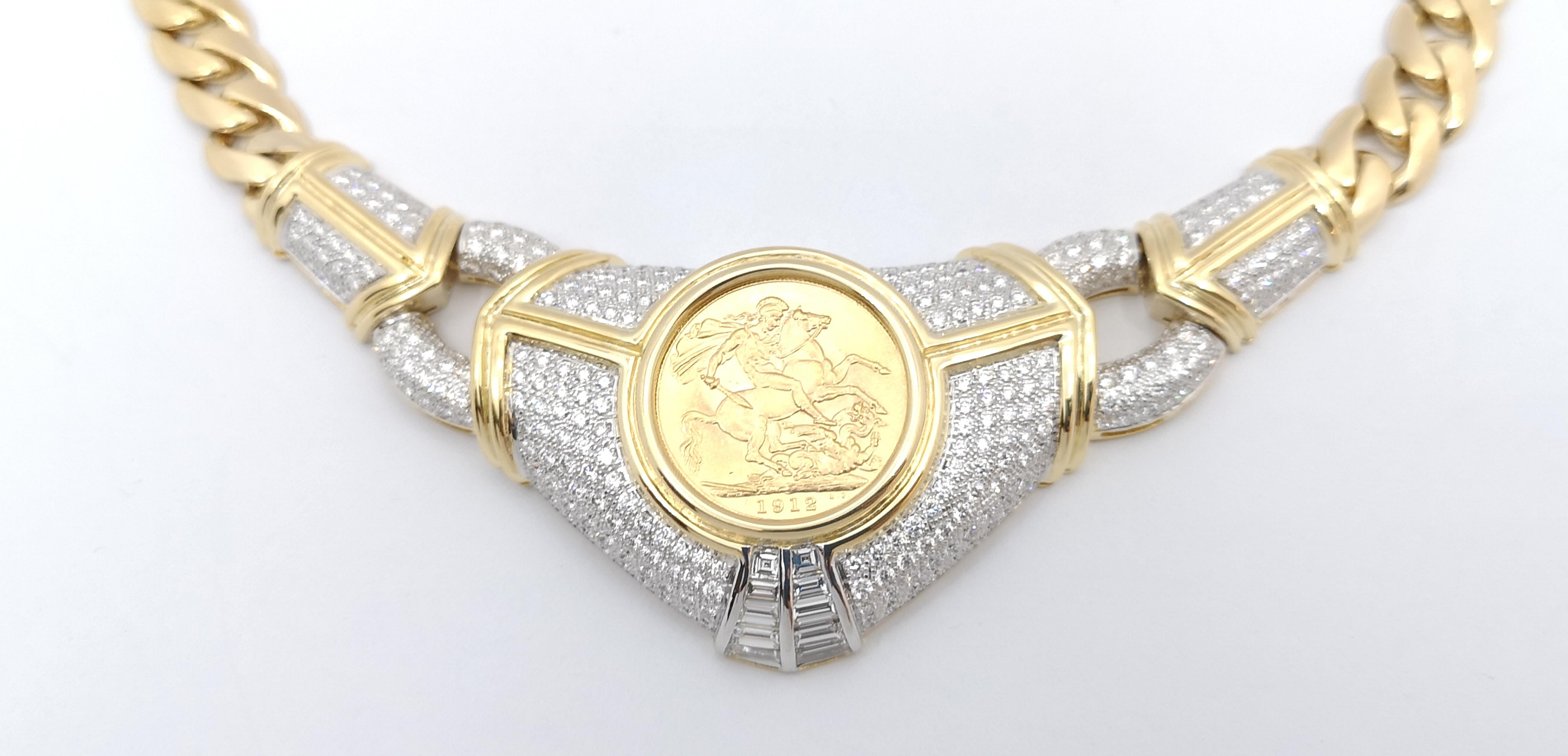 Brilliant Cut Diamond Necklace set in 18K Gold Settings For Sale