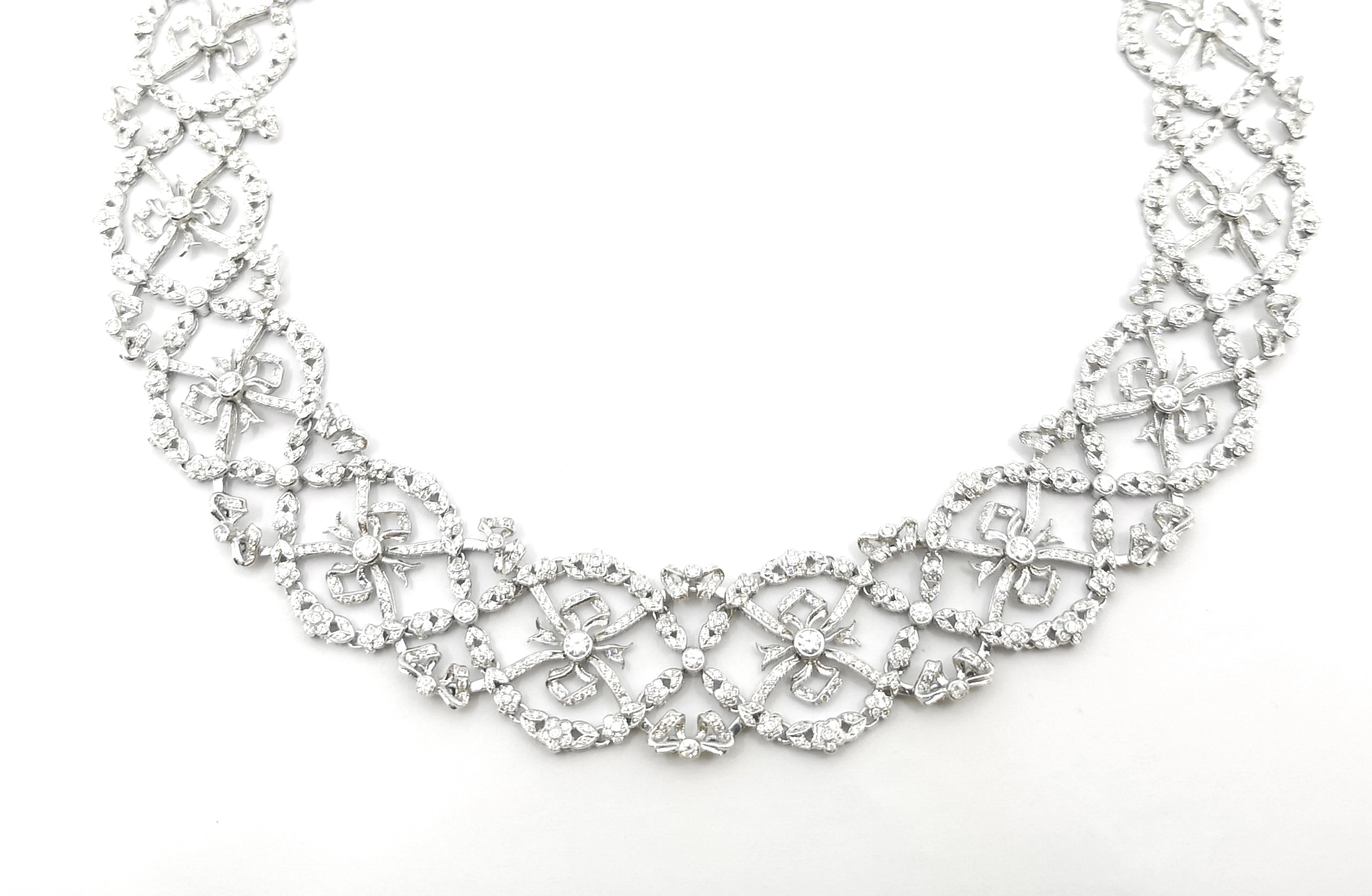 Diamant-Halskette aus 18 Karat Weißgold in Fassungen Damen im Angebot