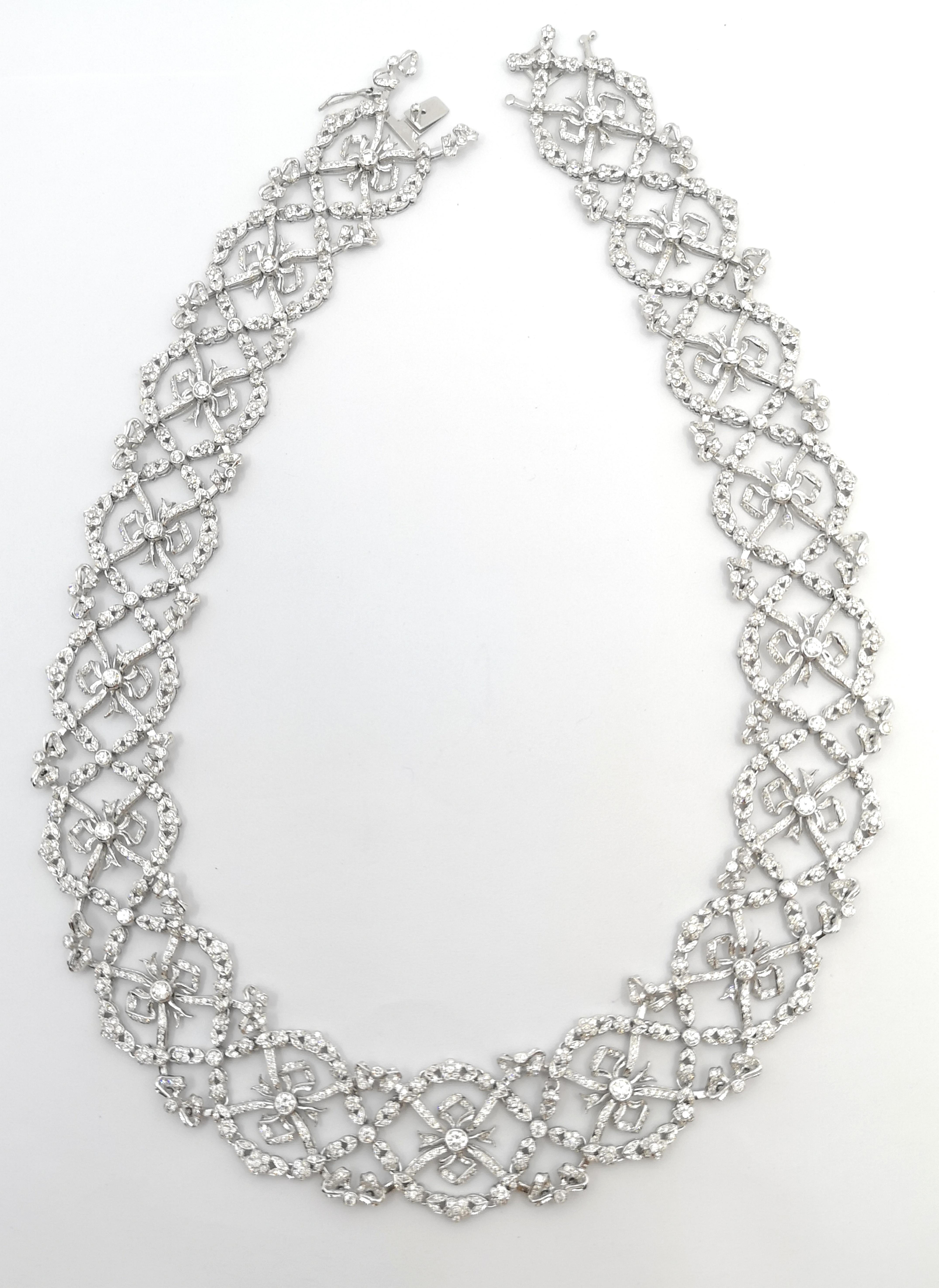 Diamant-Halskette aus 18 Karat Weißgold in Fassungen im Angebot 2