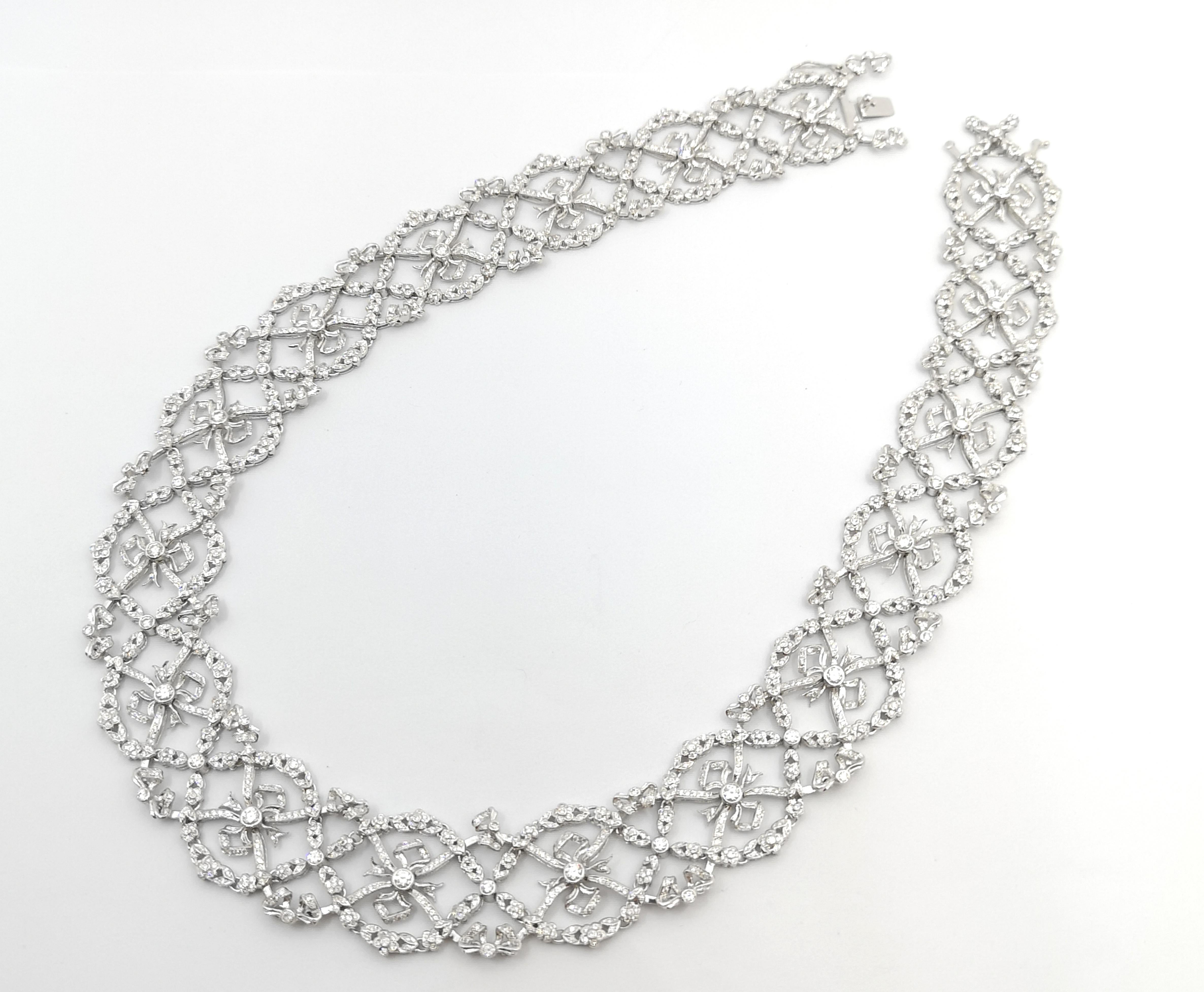 Diamant-Halskette aus 18 Karat Weißgold in Fassungen im Angebot 3