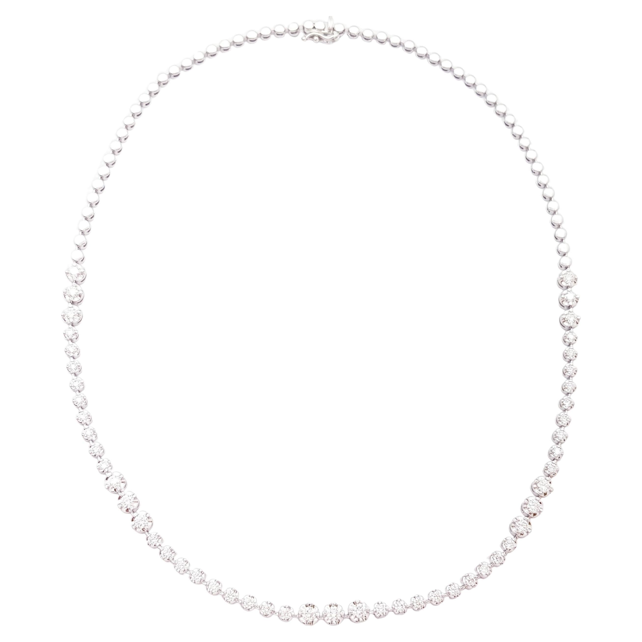 Diamond Necklace set in 18K White Gold Settings For Sale