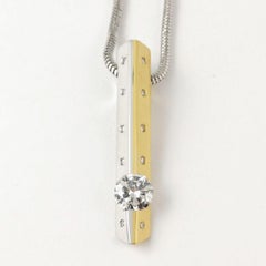 Diamond Necklace Two-Tone 18K Gold Designer Drop Pendant Casual or Formal Design