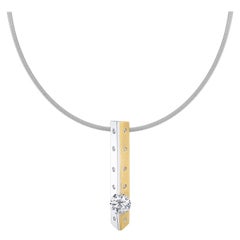 Diamond Necklace Two-Tone 18K Gold Designer Drop Pendant Casual or Formal Design